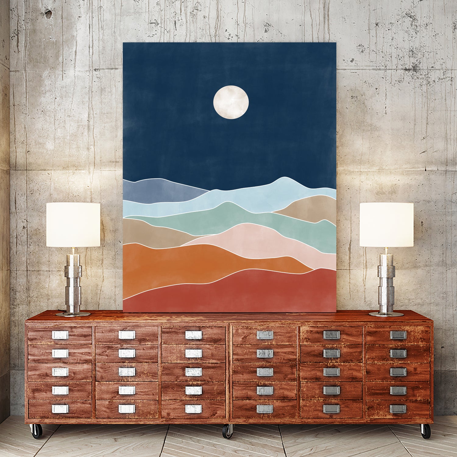 Moonlit Hill Scape by Elena Ristova on GIANT ART - abstract abstract