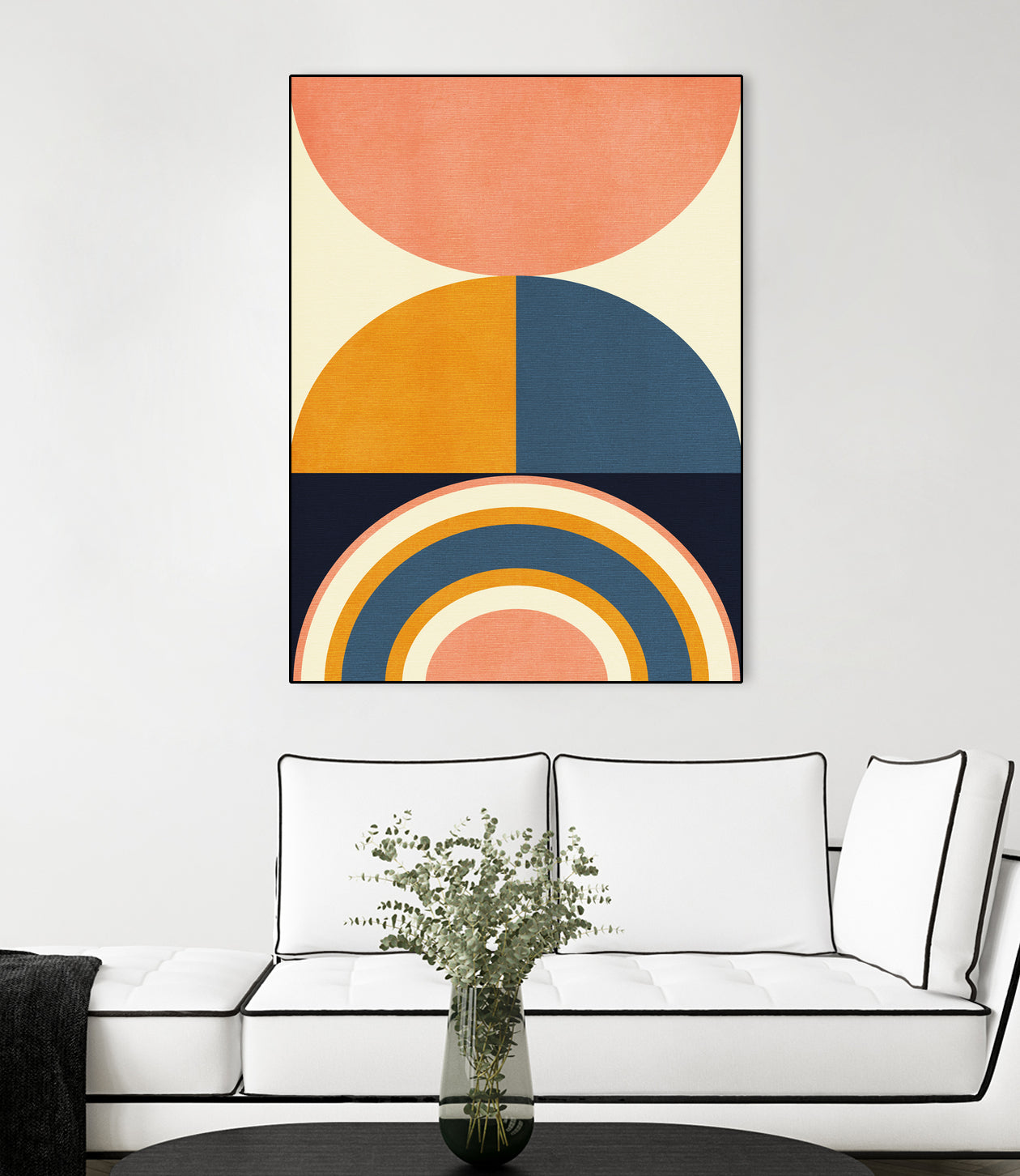 Rainbow Plus Shapes  Blue Mustard10 by Ana Rut Bre on GIANT ART - abstract abstract