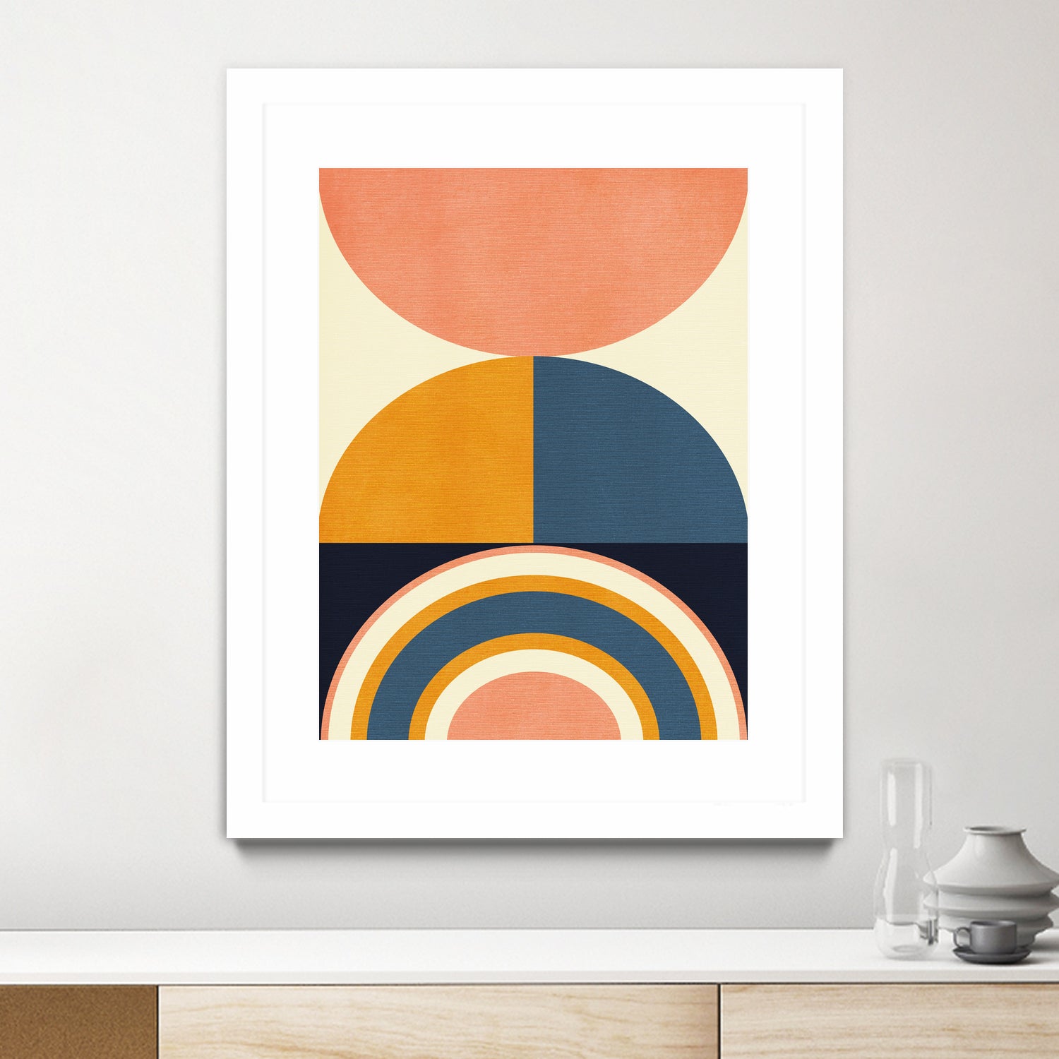 Rainbow Plus Shapes  Blue Mustard10 by Ana Rut Bre on GIANT ART - abstract abstract