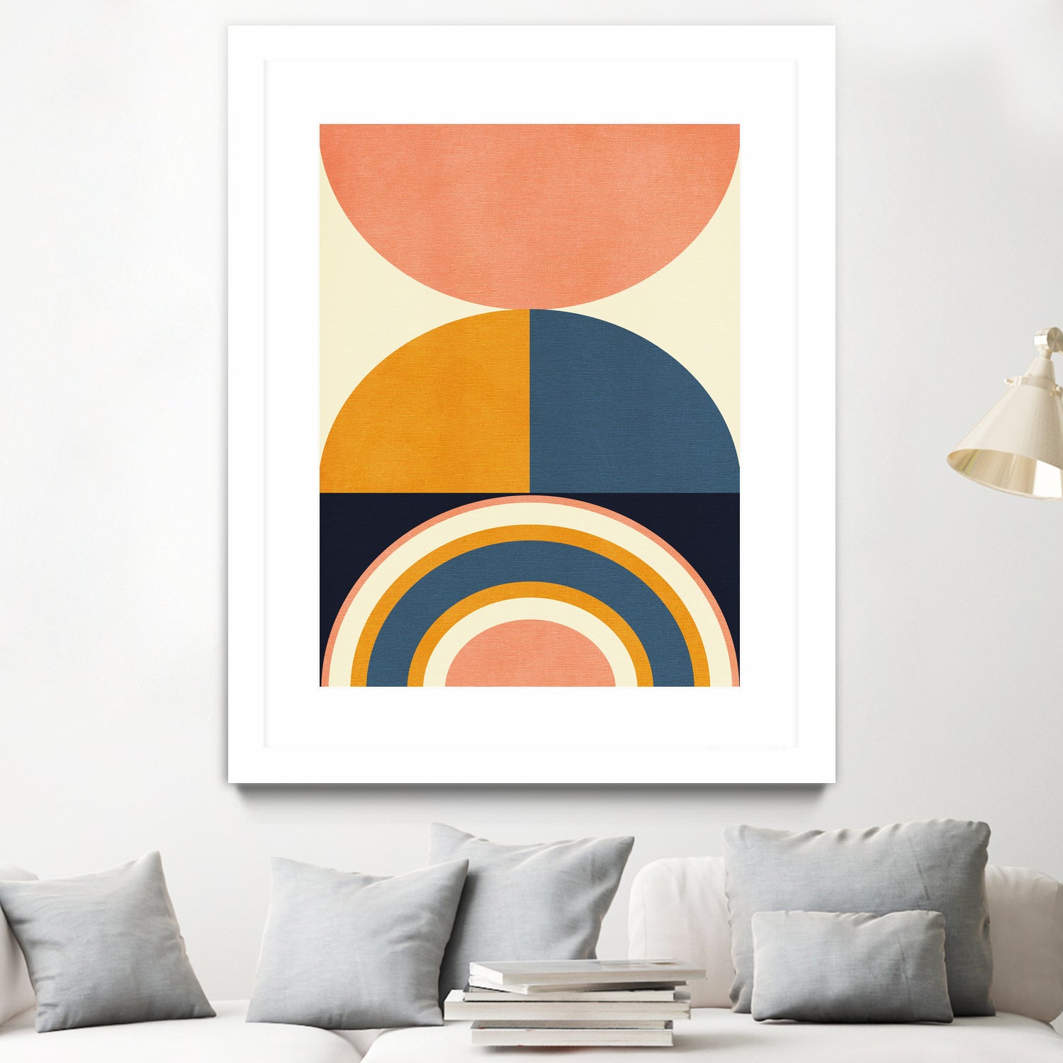 Rainbow Plus Shapes  Blue Mustard10 by Ana Rut Bre on GIANT ART - abstract abstract