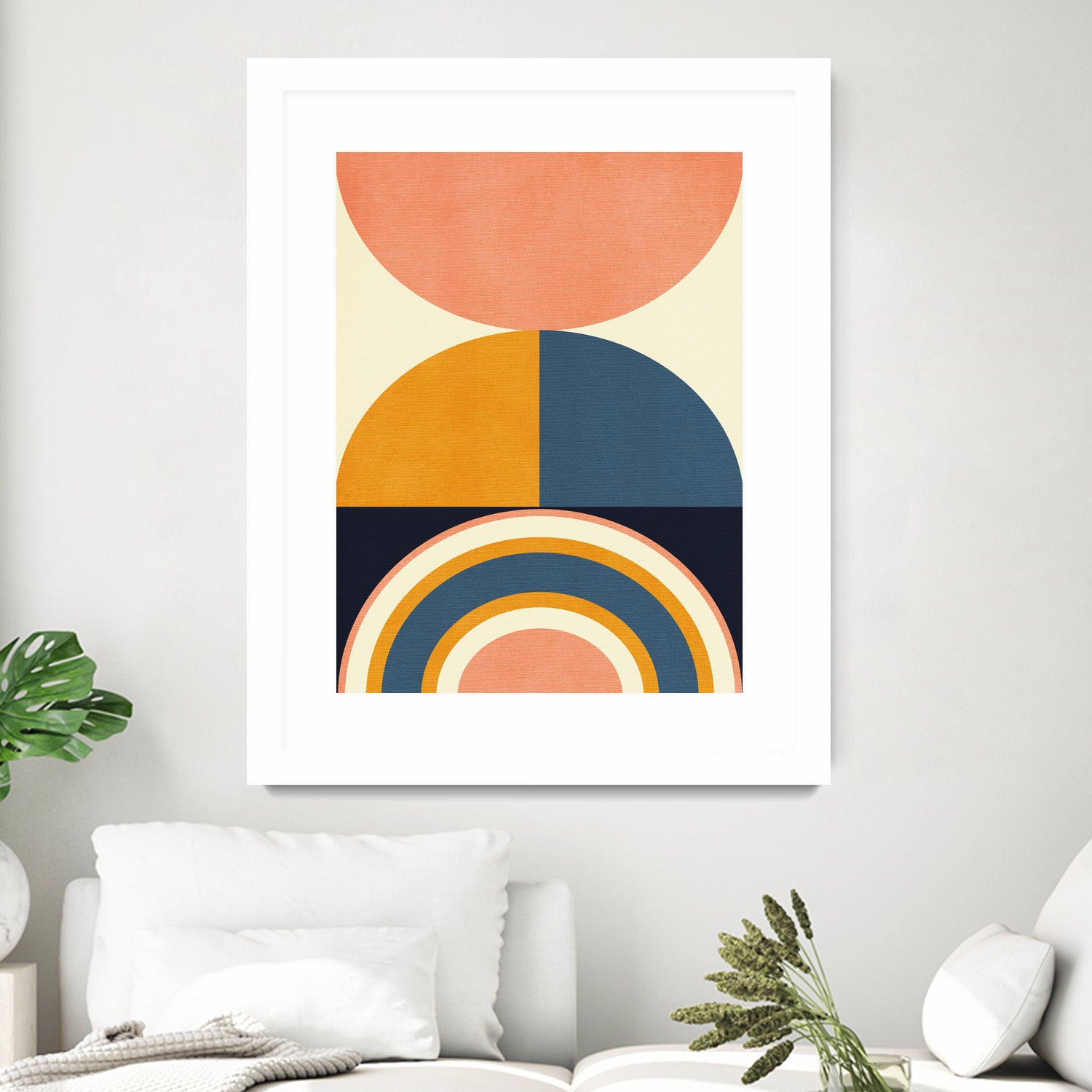 Rainbow Plus Shapes  Blue Mustard10 by Ana Rut Bre on GIANT ART - abstract abstract