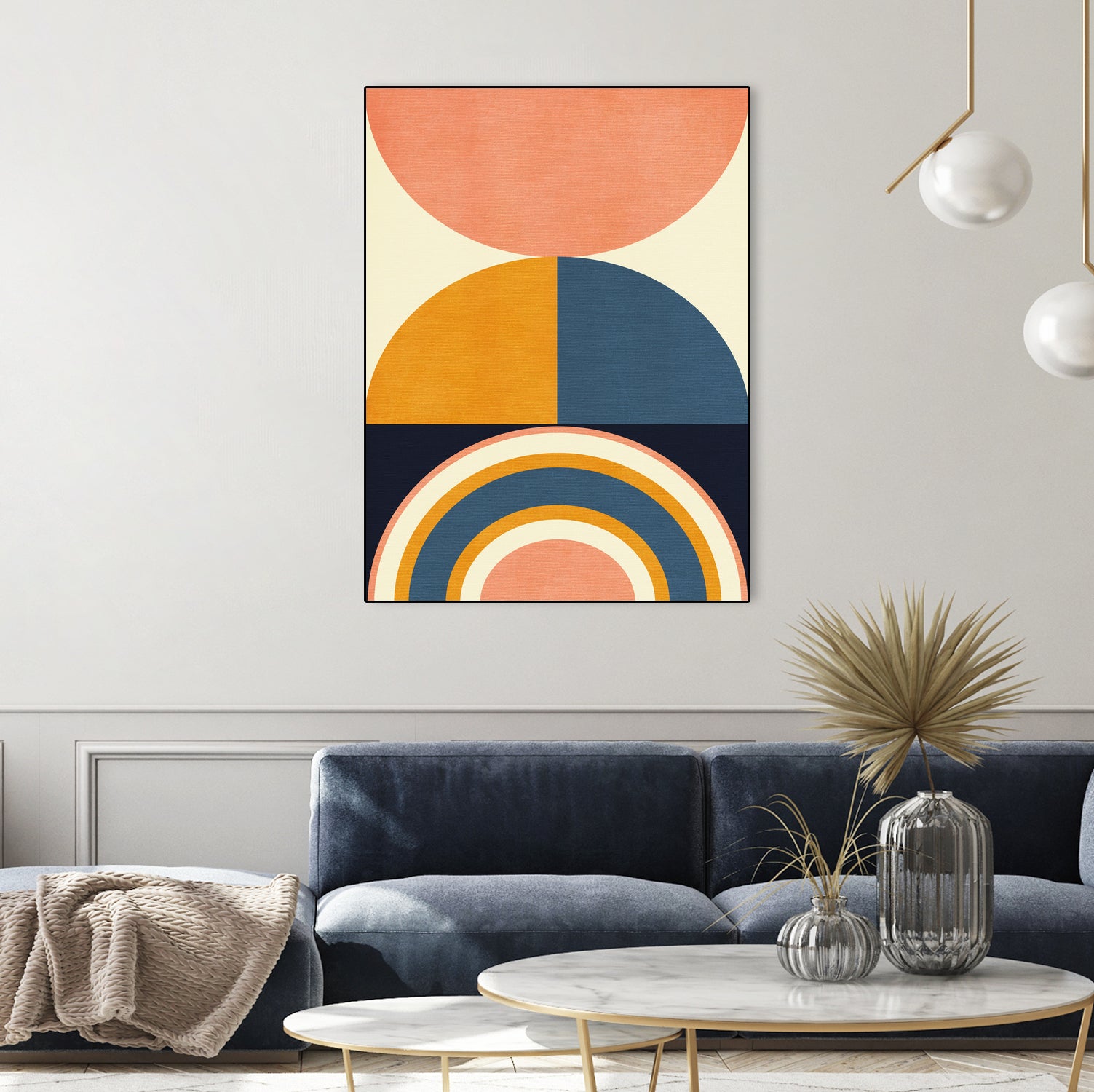 Rainbow Plus Shapes  Blue Mustard10 by Ana Rut Bre on GIANT ART - abstract abstract