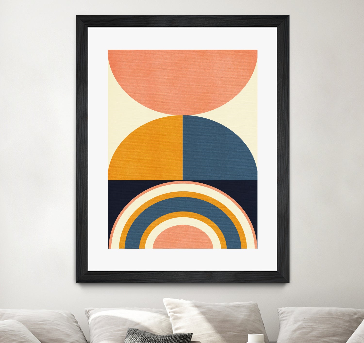 Rainbow Plus Shapes  Blue Mustard10 by Ana Rut Bre on GIANT ART - abstract abstract