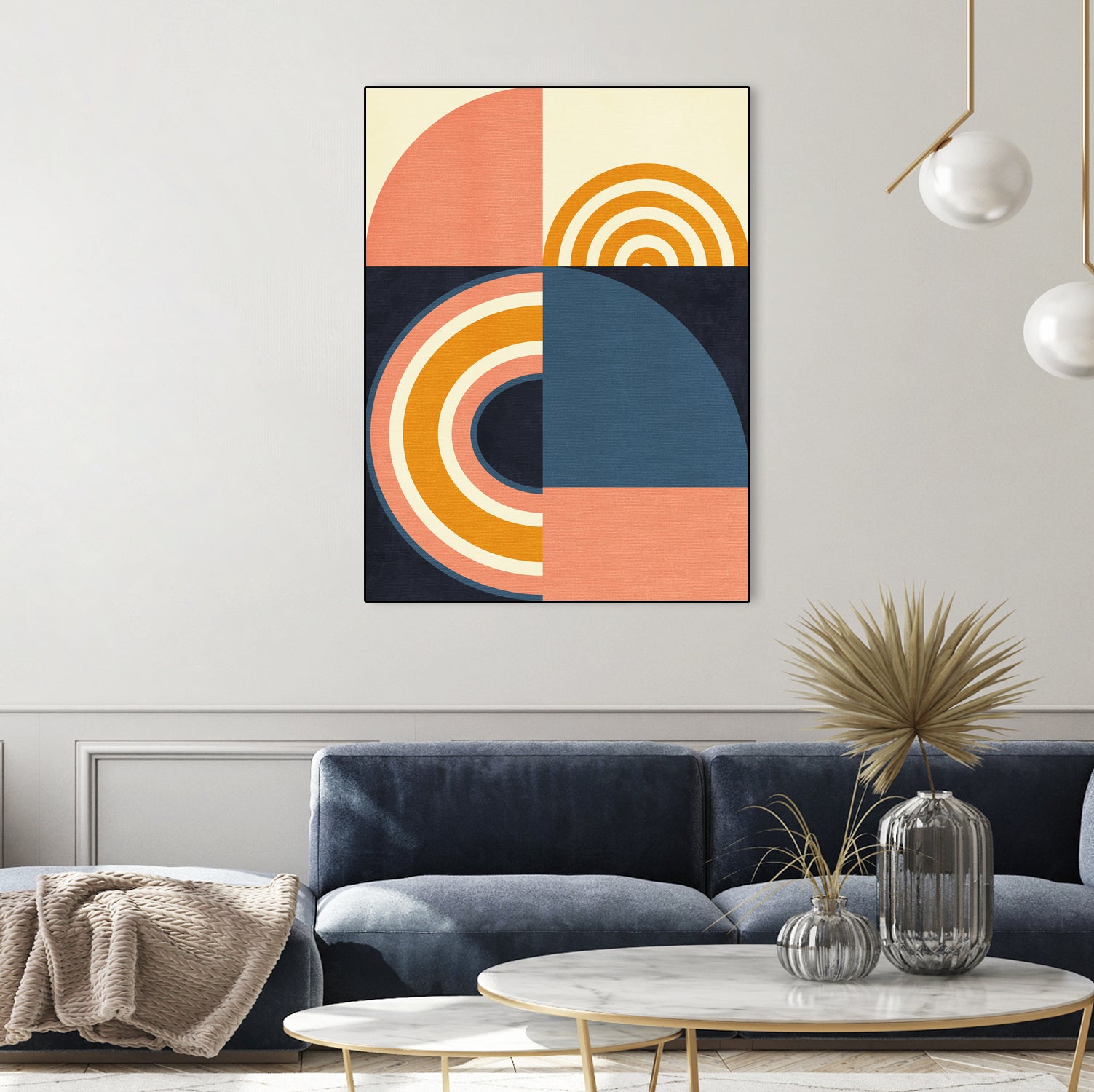 Rainbow Plus Shapes  Blue Mustard9 by Ana Rut Bre on GIANT ART - abstract abstract