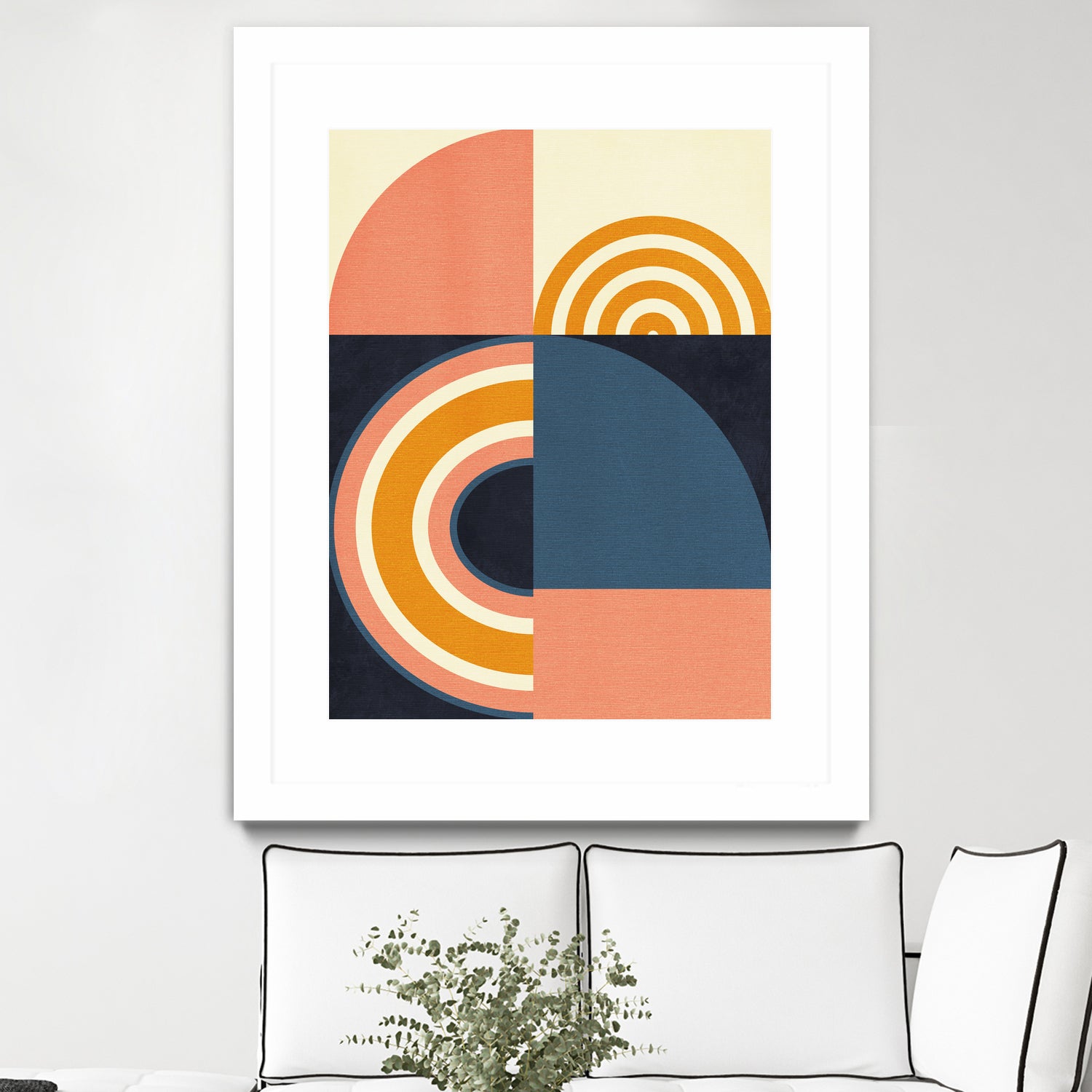 Rainbow Plus Shapes  Blue Mustard9 by Ana Rut Bre on GIANT ART - abstract abstract