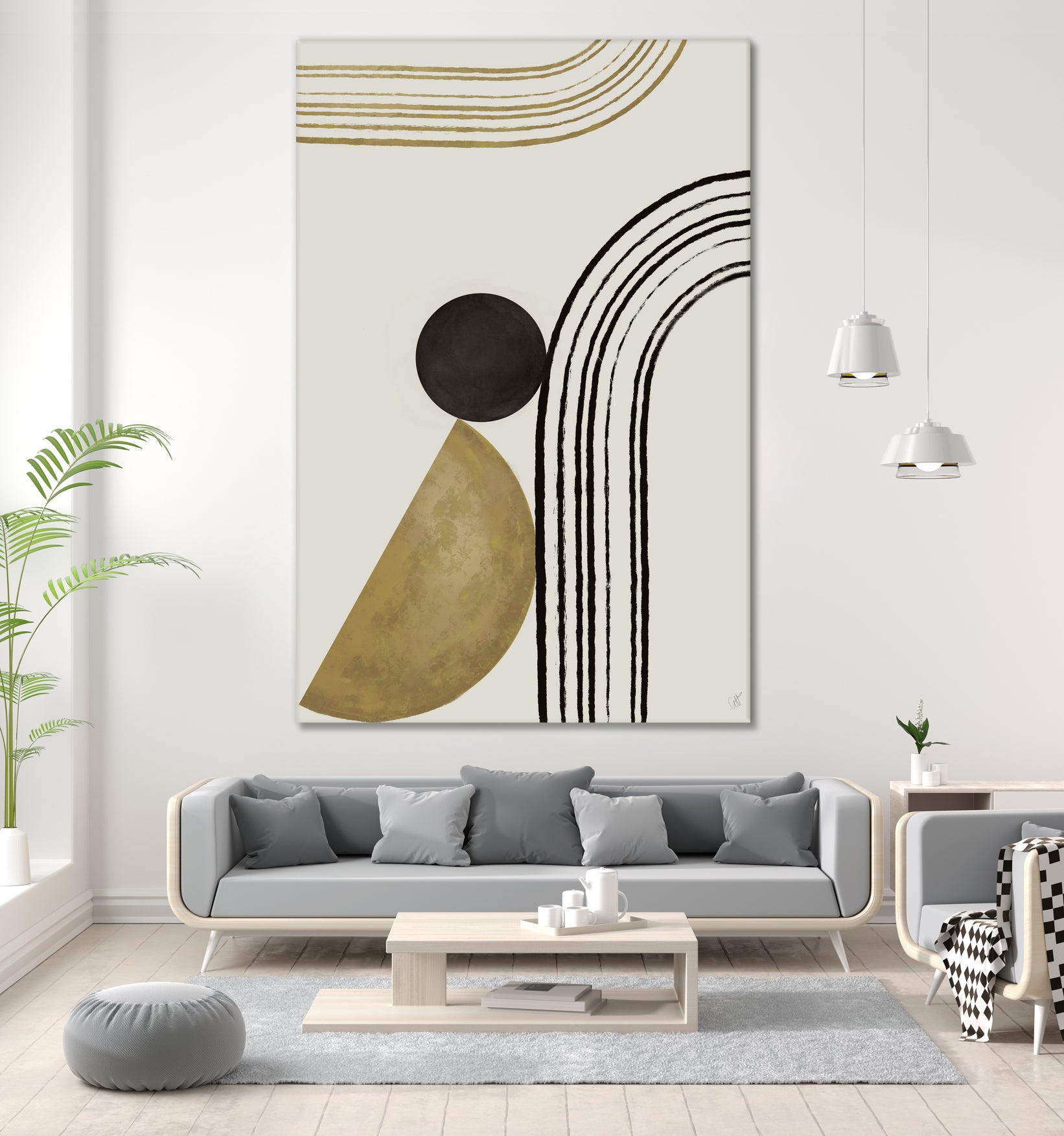 Scandi Gold Abstract by Anne-Marie on GIANT ART - abstract scandinavian style