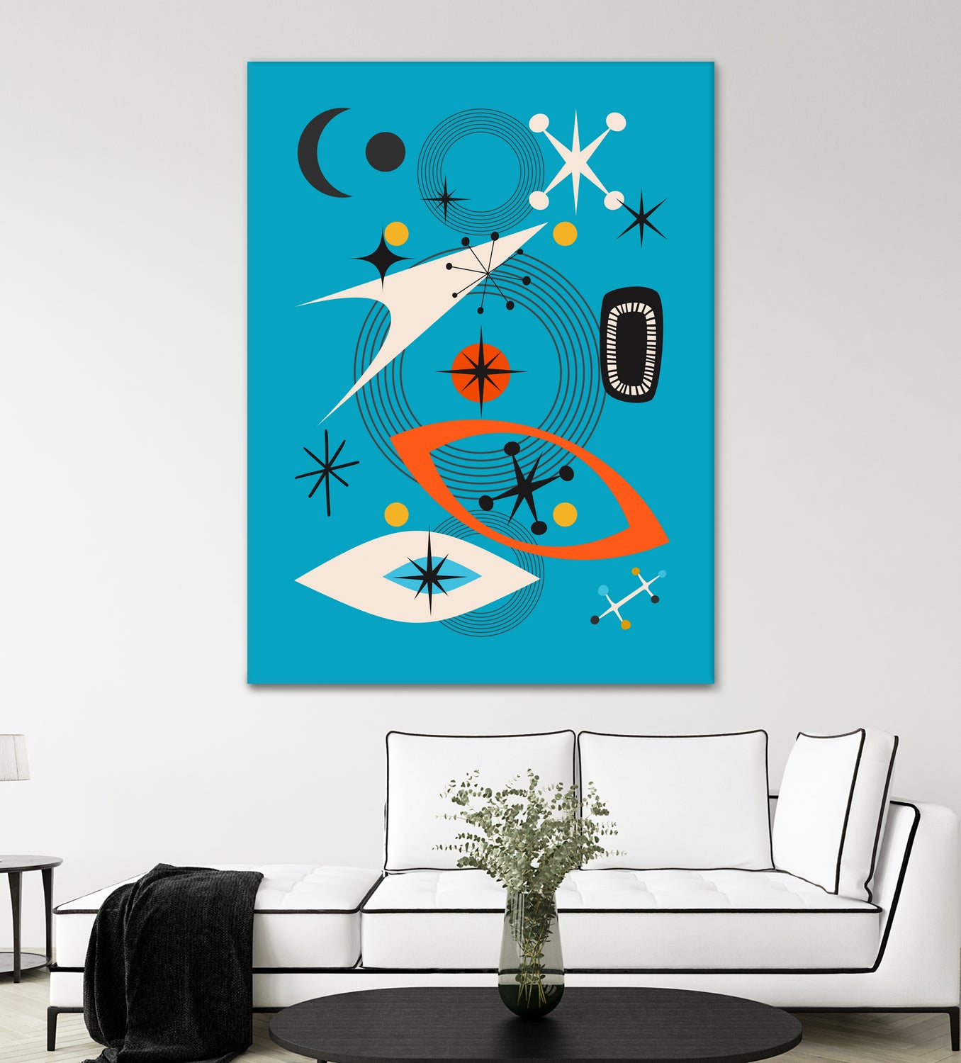 Mid Century In Retro Blue - Art Print by Little | GIANT ART