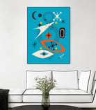Mid Century In Retro Blue by Little on GIANT ART - illustration blue background