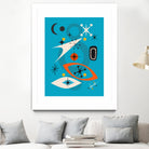 Mid Century In Retro Blue by Little on GIANT ART - illustration blue background