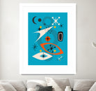 Mid Century In Retro Blue by Little on GIANT ART - illustration blue background
