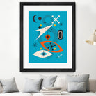 Mid Century In Retro Blue by Little on GIANT ART - illustration blue background