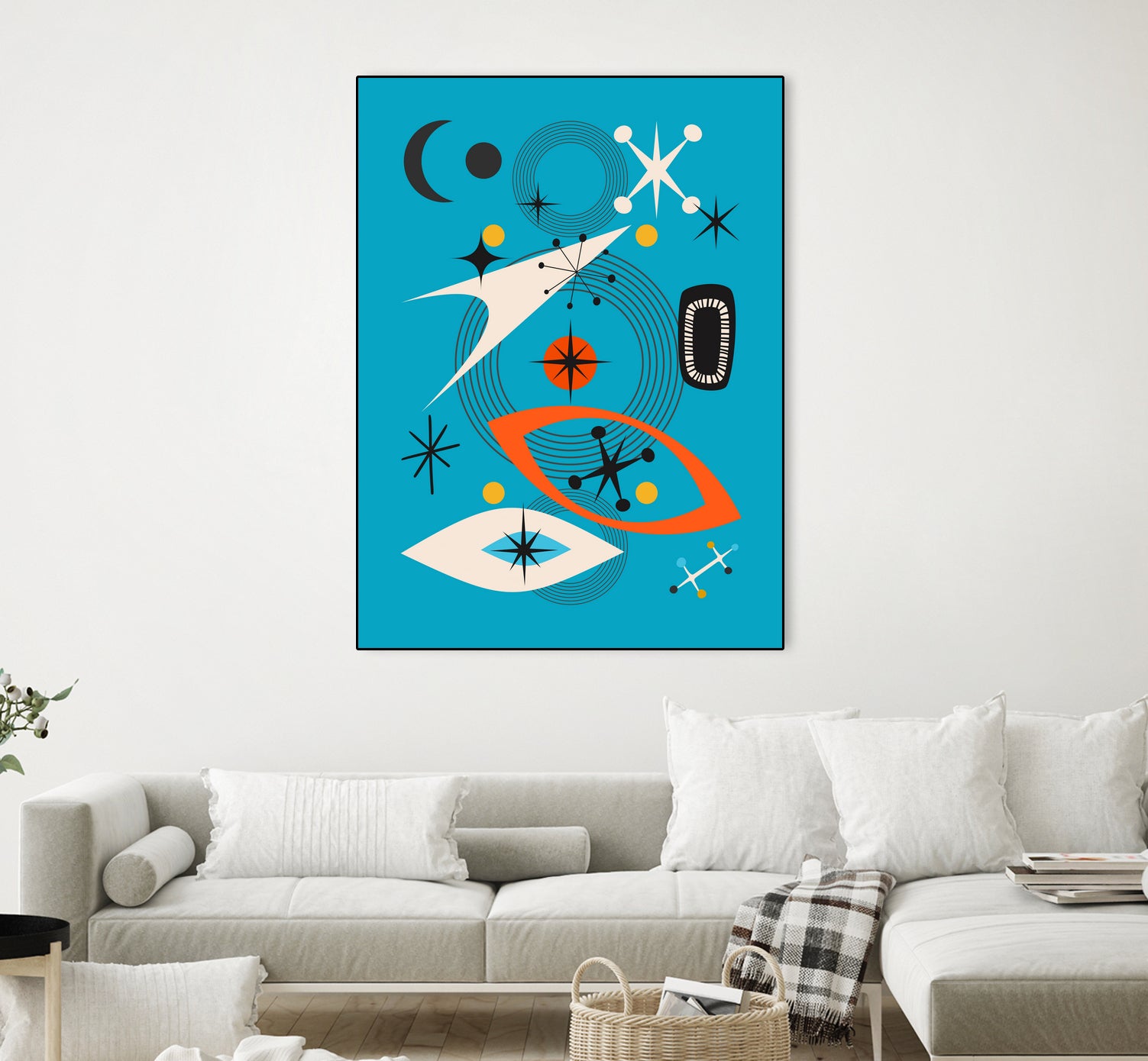 Mid Century In Retro Blue - Art Print by Little | GIANT ART
