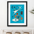 Mid Century In Retro Blue by Little on GIANT ART - illustration blue background