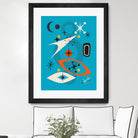 Mid Century In Retro Blue by Little on GIANT ART - illustration blue background