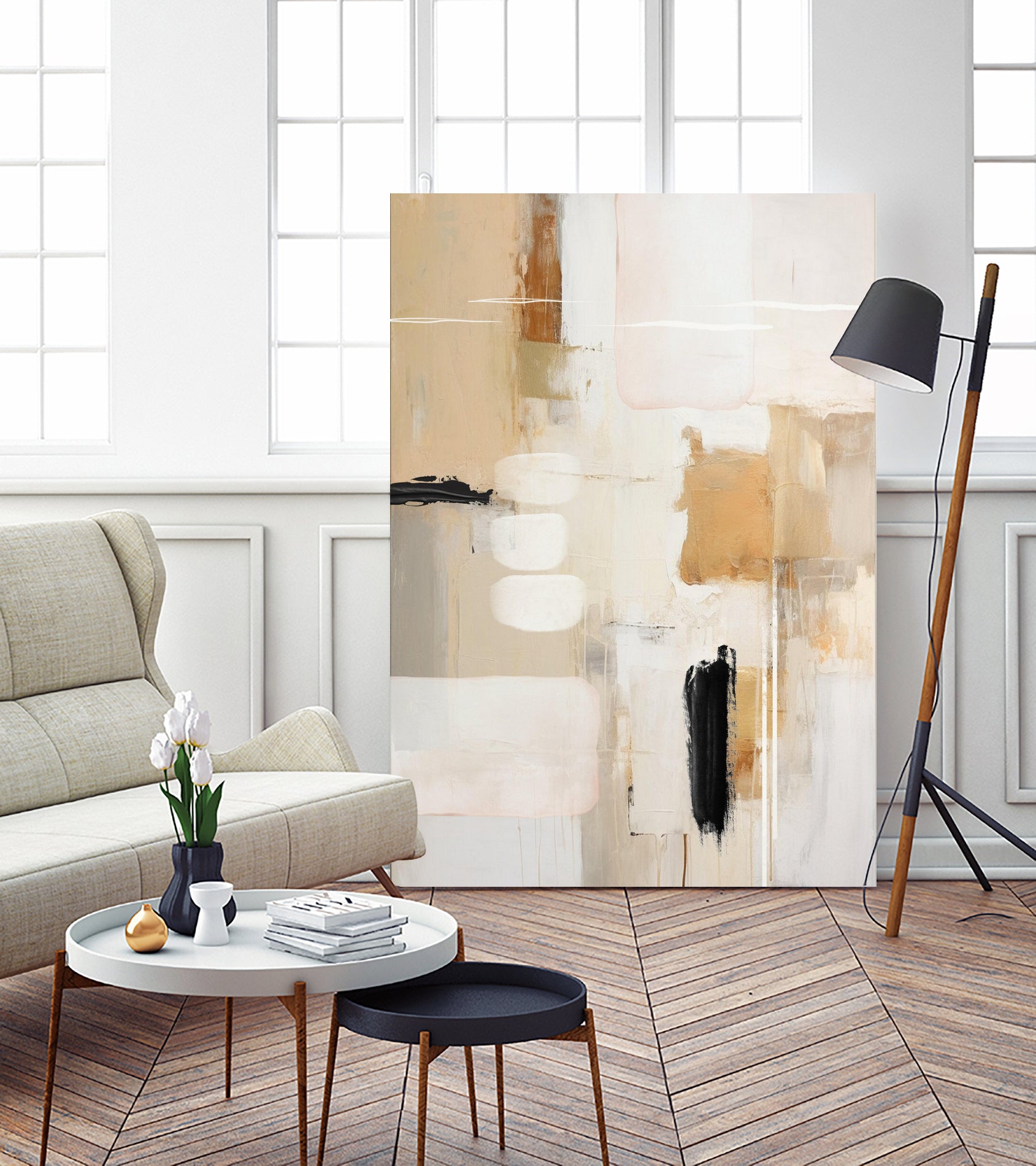 Abstract In Beige 2 by Sally on GIANT ART - orange abstact