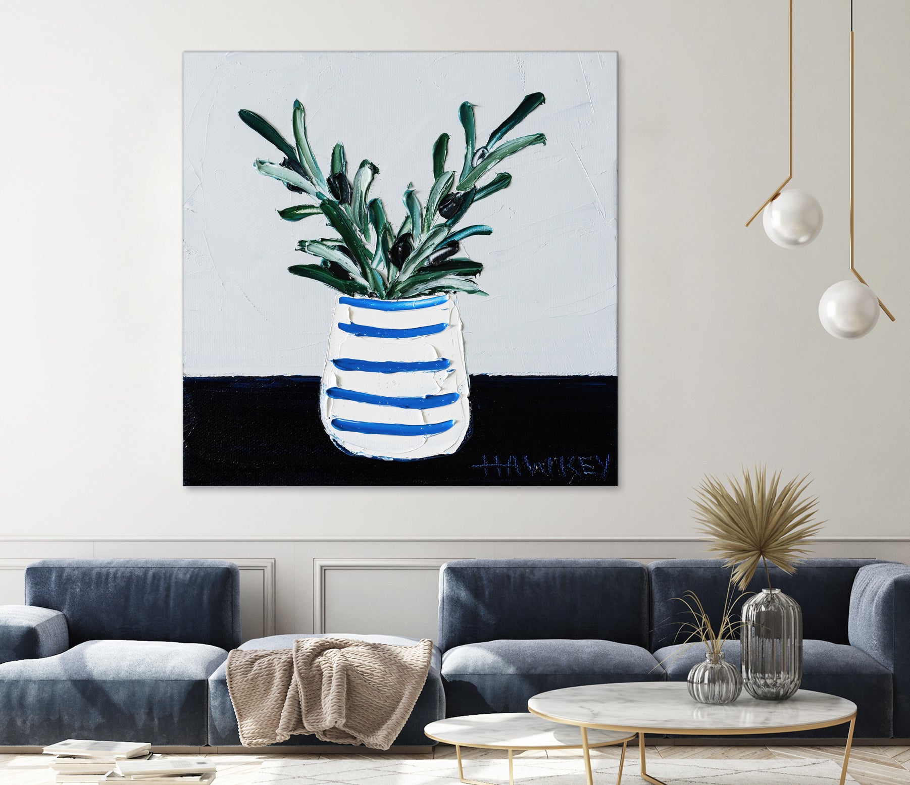 Navy Olive Master by Angela on GIANT ART - green illustration painterly