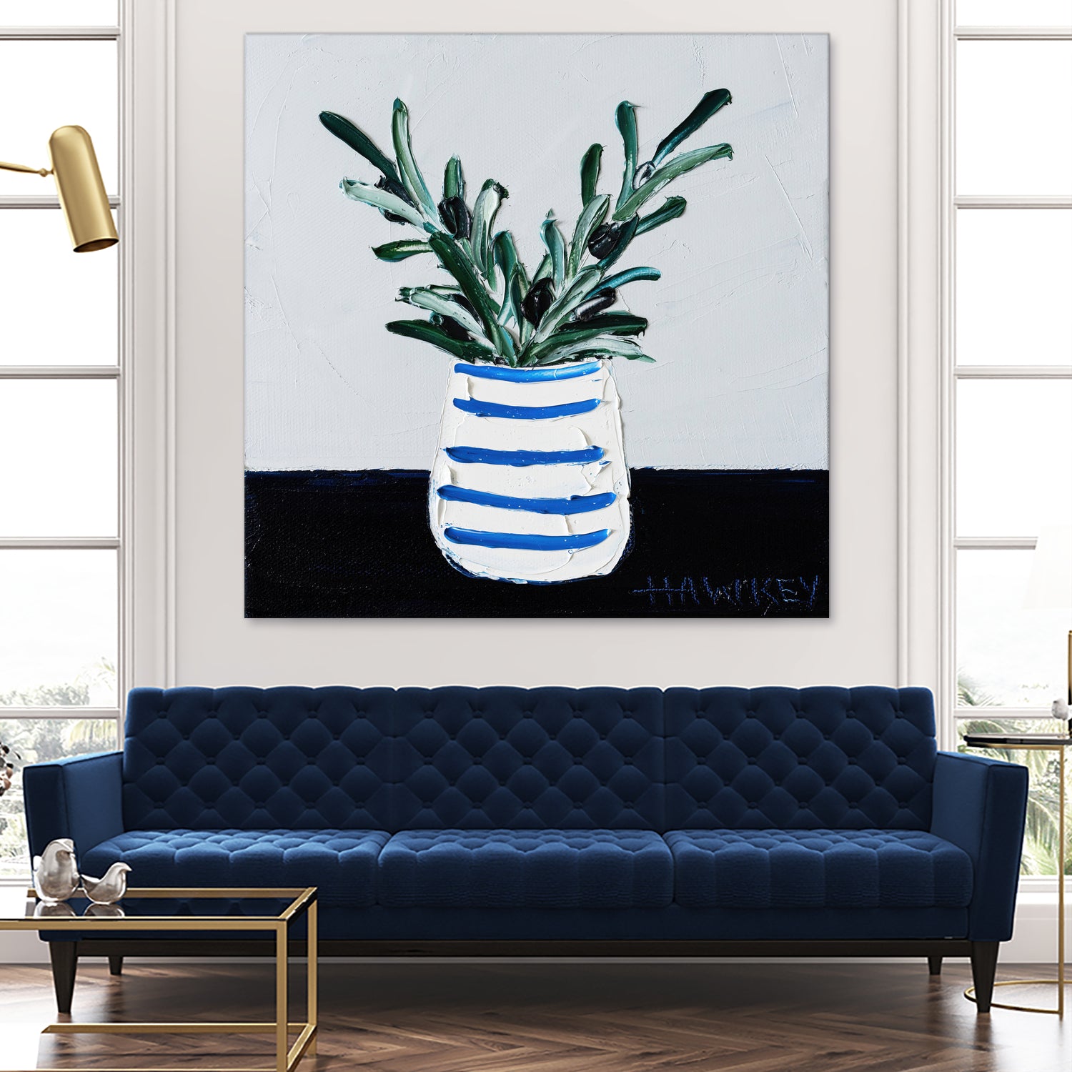 Navy Olive Master by Angela on GIANT ART - green illustration painterly