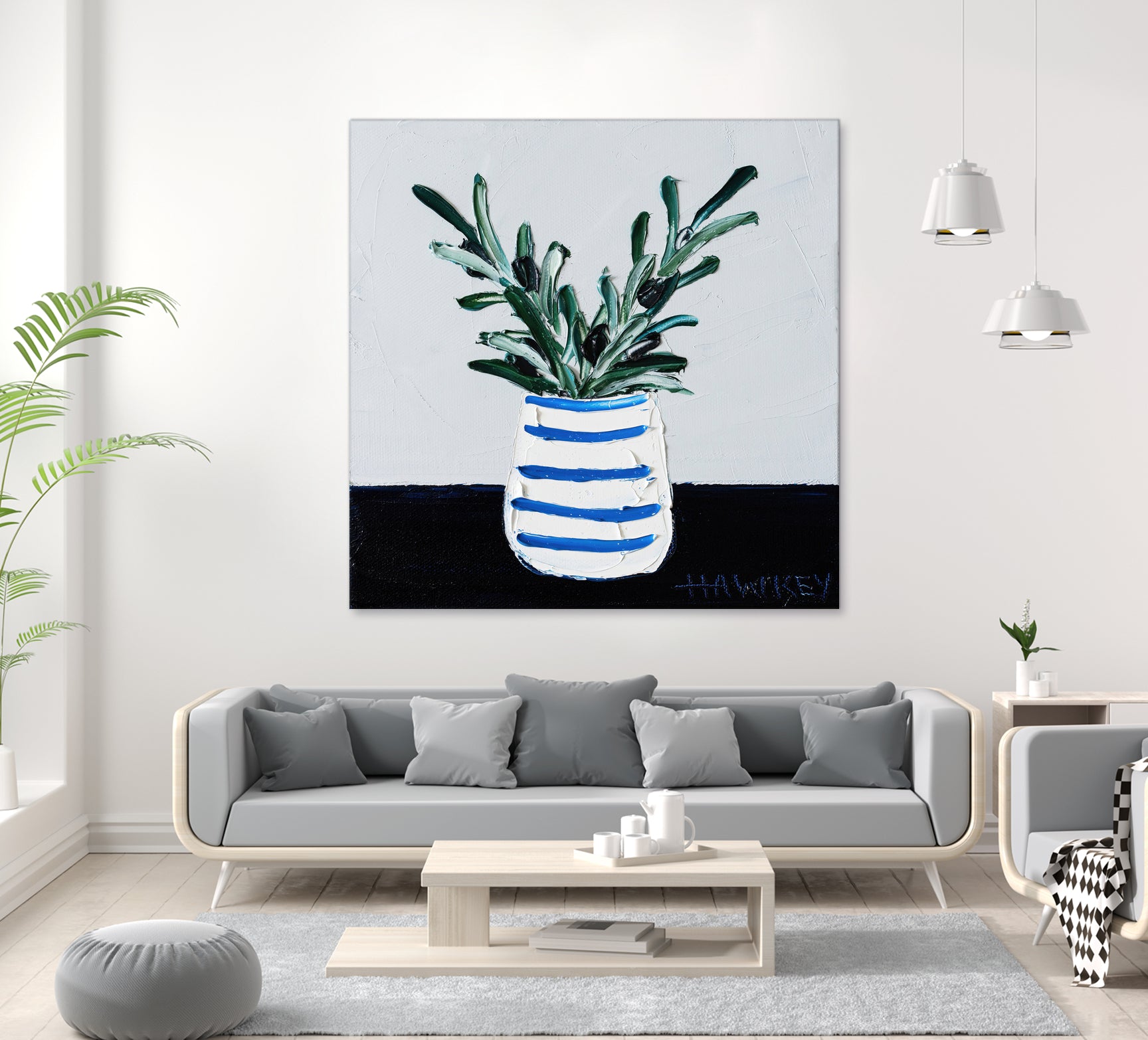 Navy Olive Master by Angela on GIANT ART - green illustration painterly