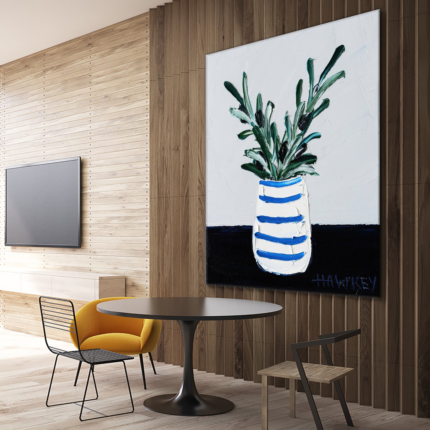 Navy Olive Master by Angela on GIANT ART - green illustration painterly