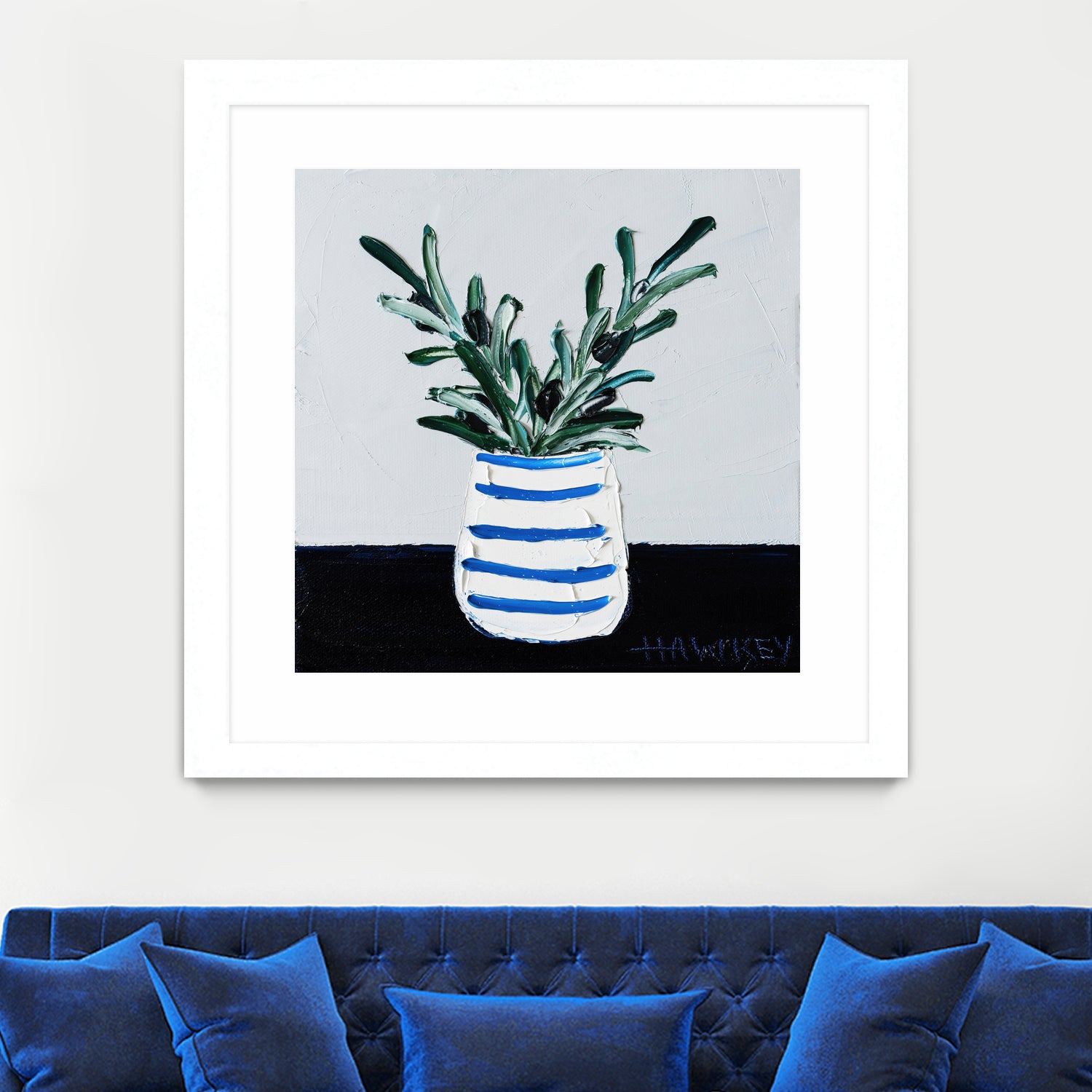 Navy Olive Master by Angela on GIANT ART - green illustration painterly