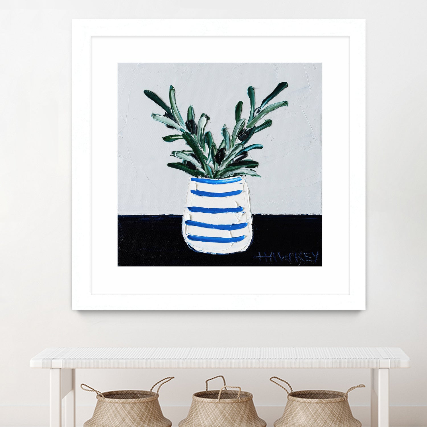 Navy Olive Master by Angela on GIANT ART - green illustration painterly