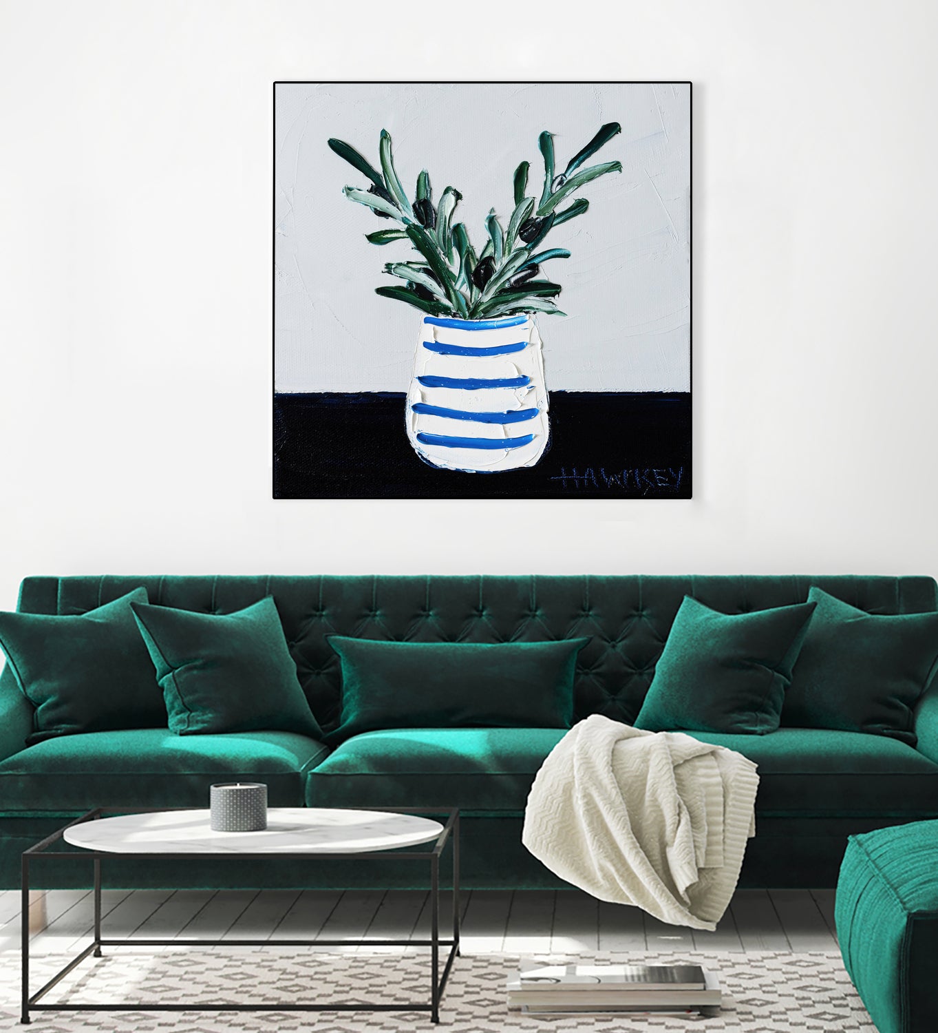 Navy Olive Master by Angela on GIANT ART - green illustration painterly