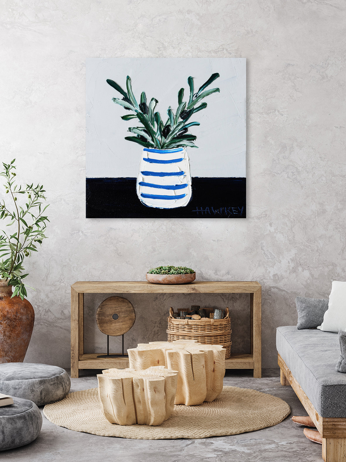 Navy Olive Master by Angela on GIANT ART - green illustration painterly