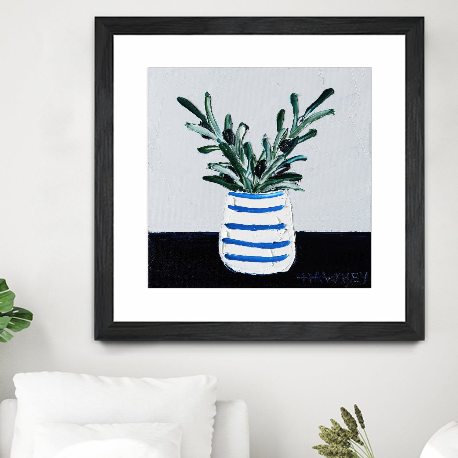 Navy Olive Master by Angela on GIANT ART - green illustration painterly