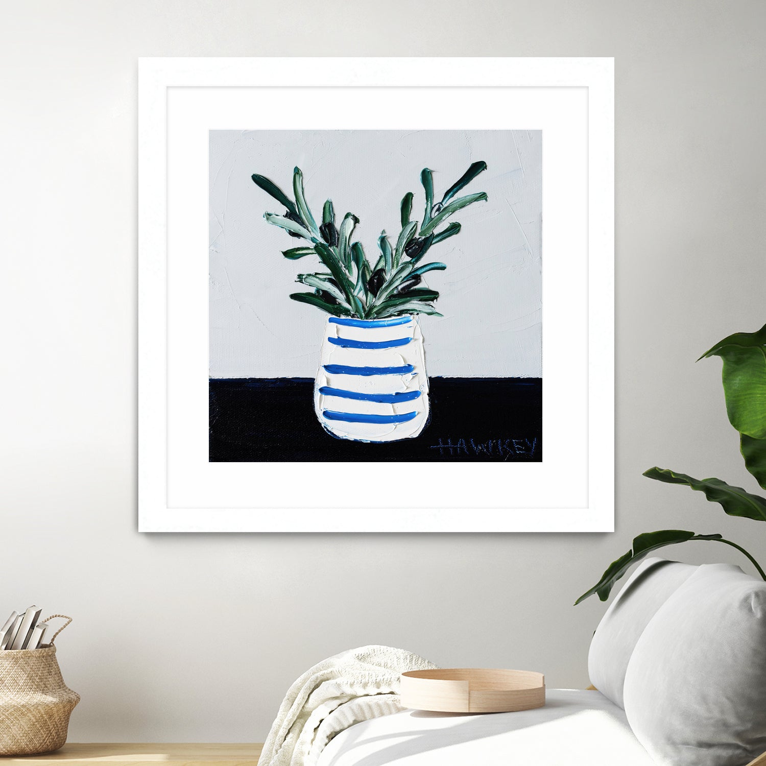 Navy Olive Master by Angela on GIANT ART - green illustration painterly