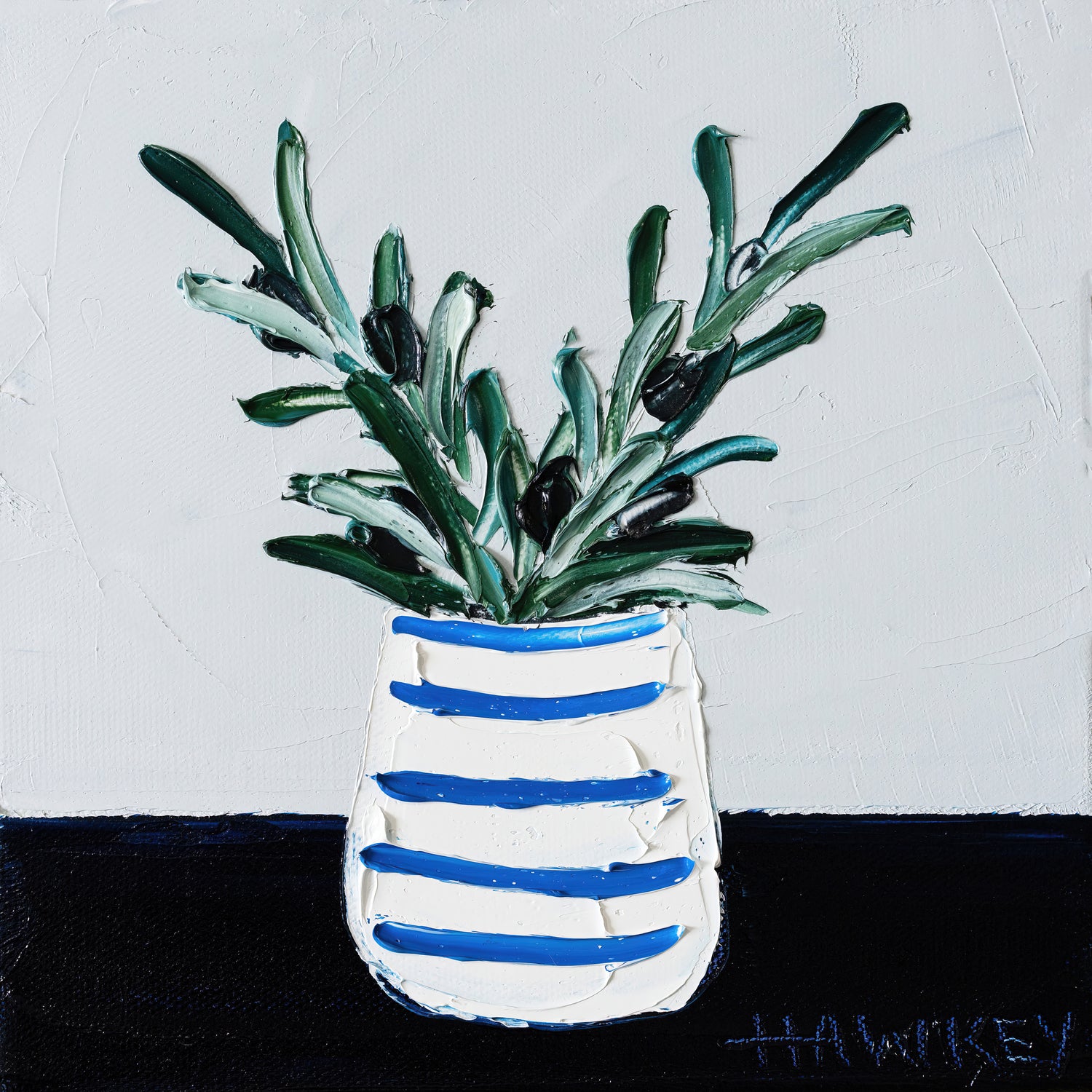 Navy Olive Master by Angela on GIANT ART - green illustration painterly