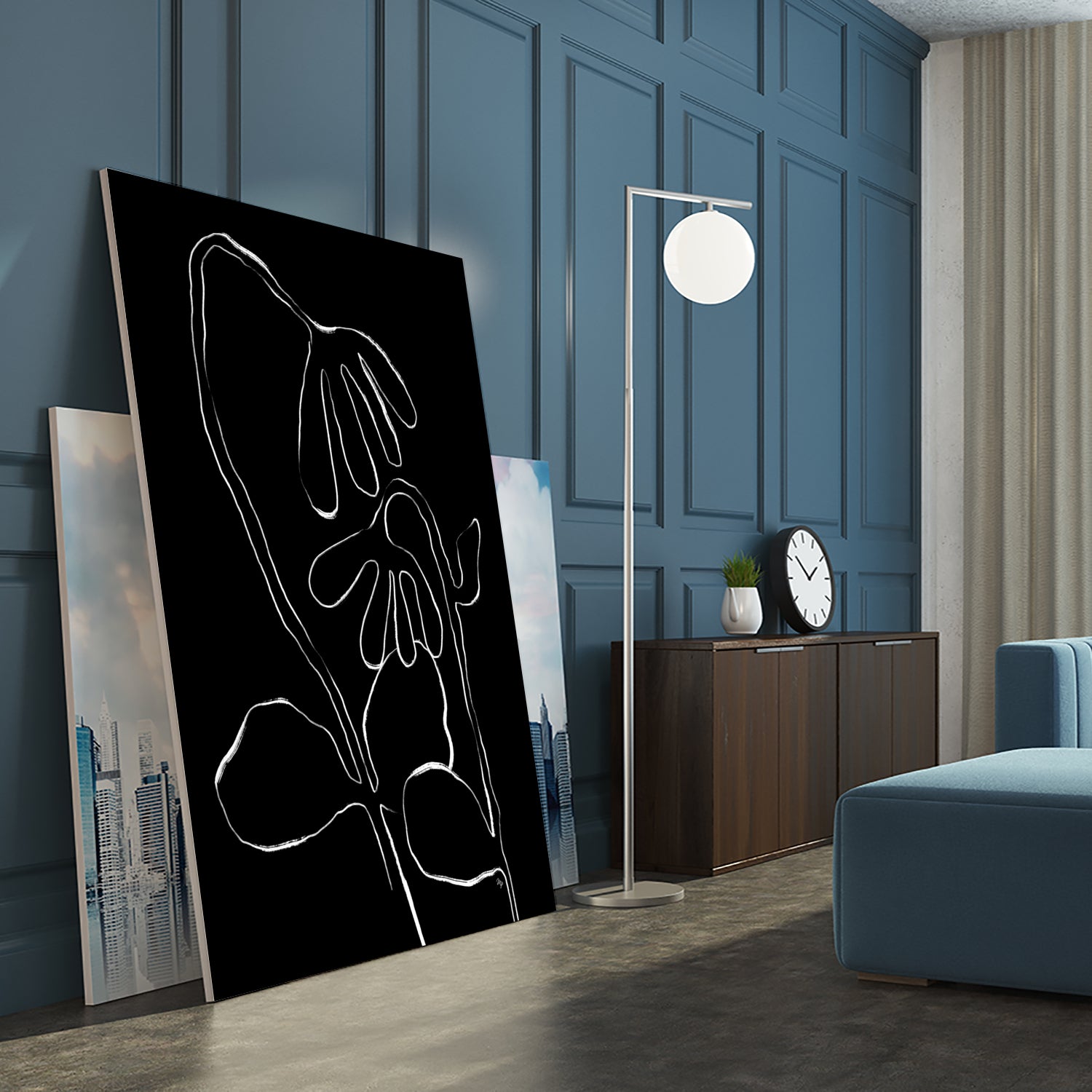 Flower and Leaves Sketch by Martina on GIANT ART - flowers and plants monochrome art