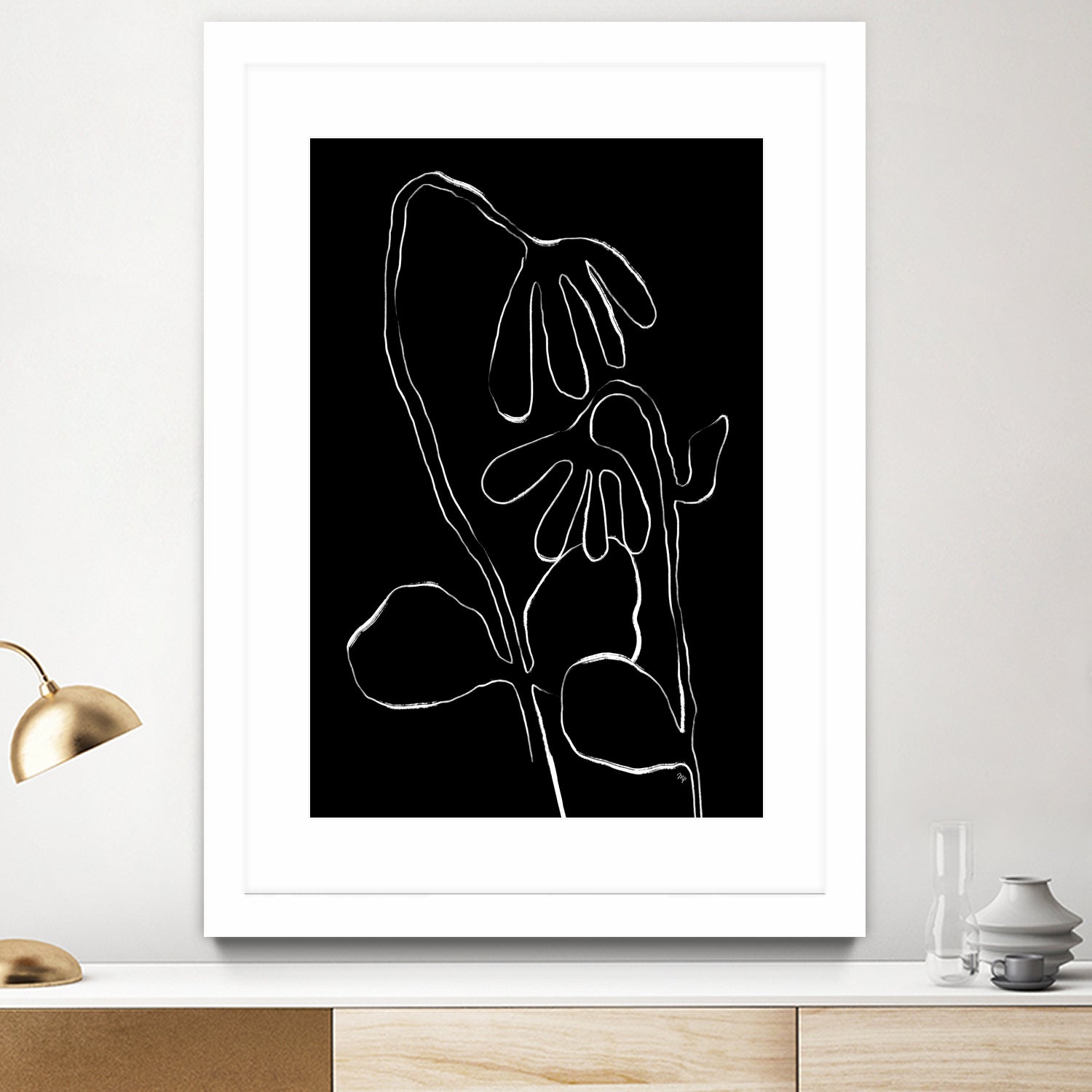 Flower and Leaves Sketch by Martina on GIANT ART - flowers and plants monochrome art