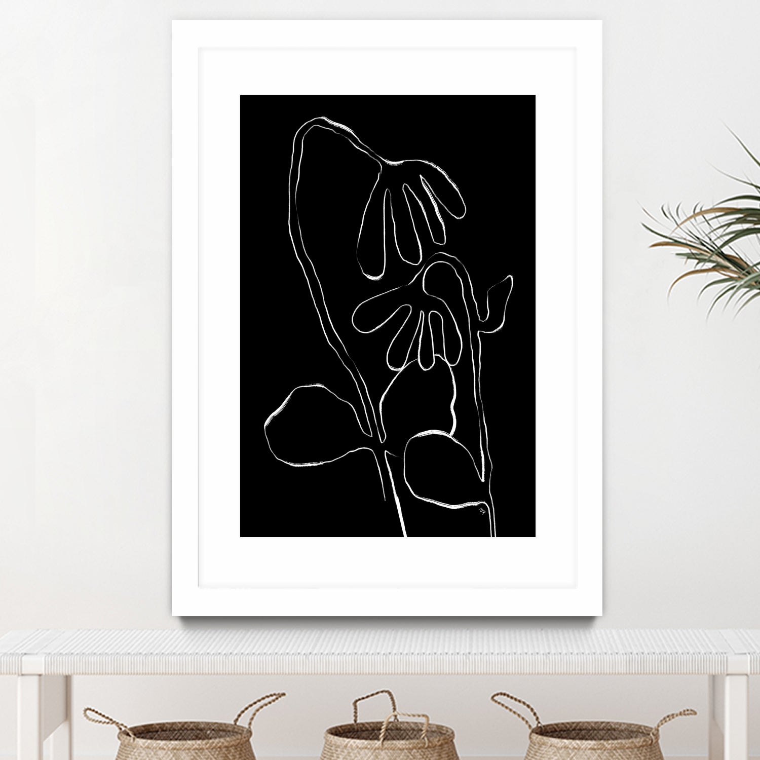 Flower and Leaves Sketch by Martina on GIANT ART - flowers and plants monochrome art