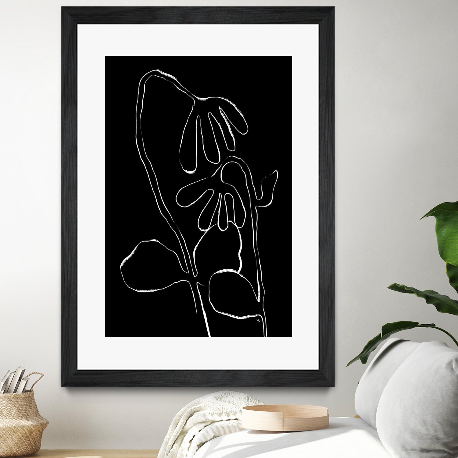 Flower and Leaves Sketch by Martina on GIANT ART - flowers and plants monochrome art