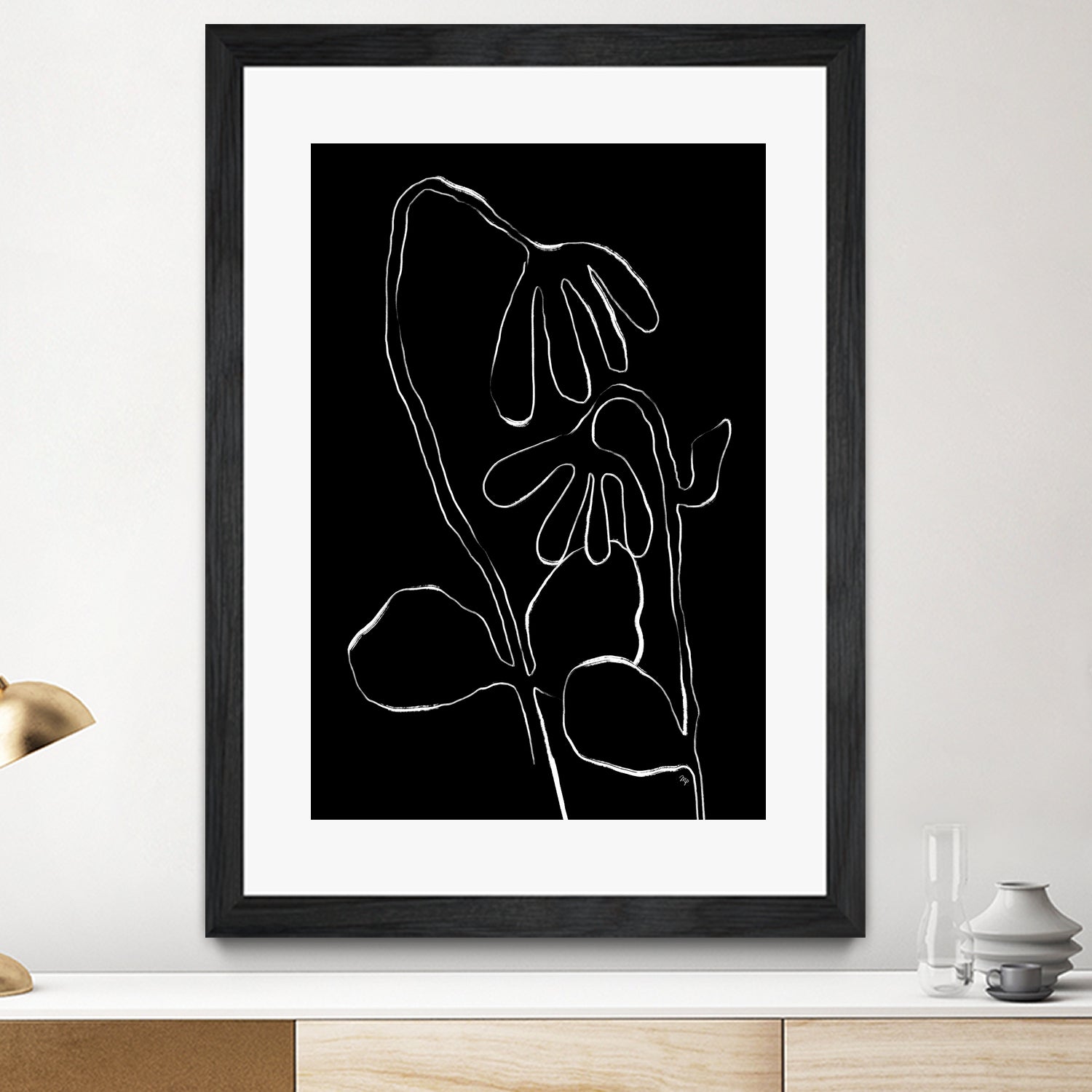 Flower and Leaves Sketch by Martina on GIANT ART - flowers and plants monochrome art