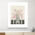 Pink Tulips In a Vase with Checkered Diamonds by Lucy Deaner  on GIANT ART -  flowers and plants