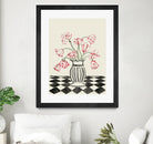 Pink Tulips In a Vase with Checkered Diamonds by Lucy Deaner  on GIANT ART -  flowers and plants