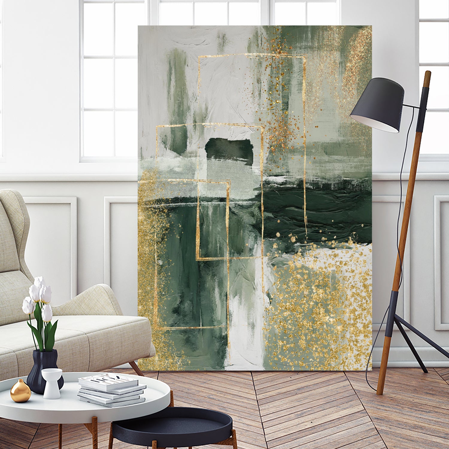 Green and Gold Moment 3 by Sally on GIANT ART - illustration sally ann moss