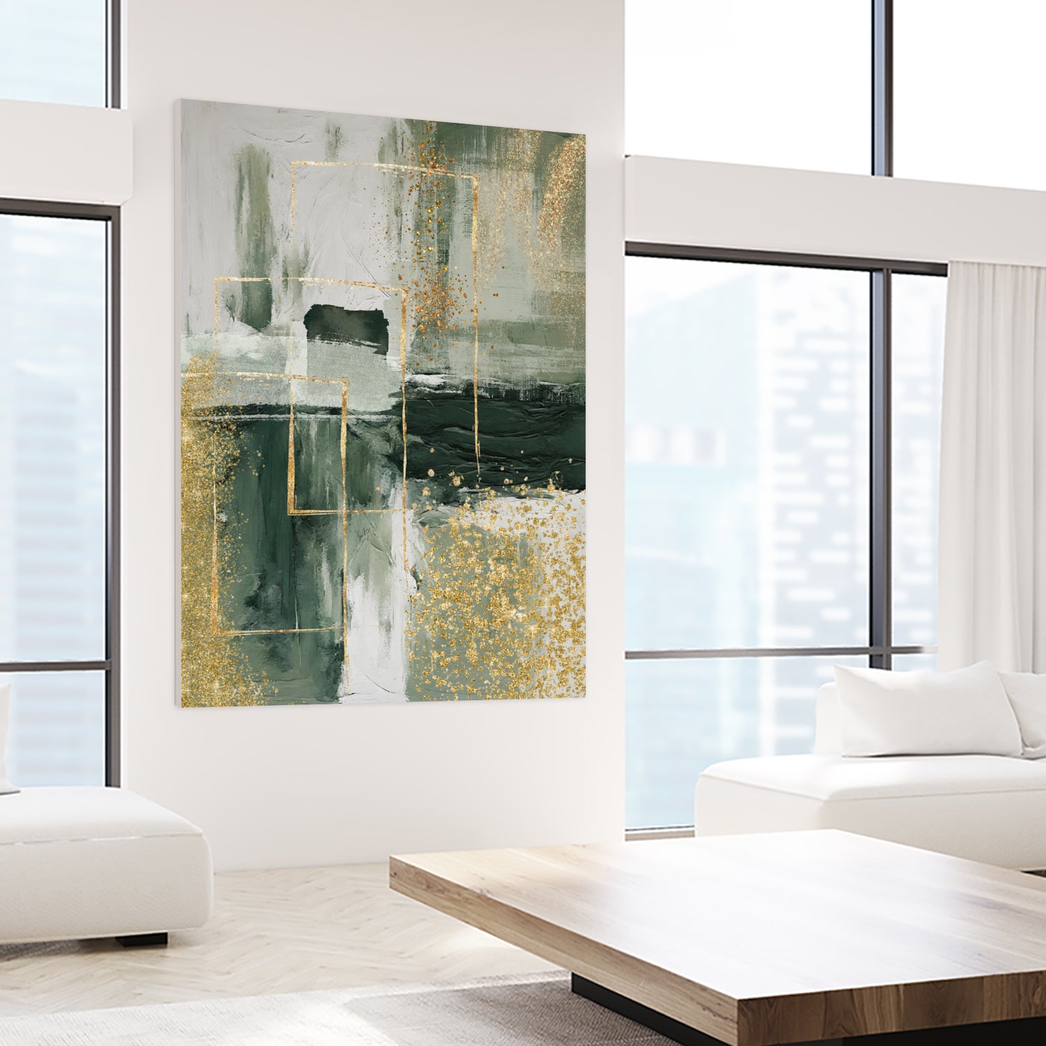 Green and Gold Moment 3 by Sally on GIANT ART - illustration sally ann moss