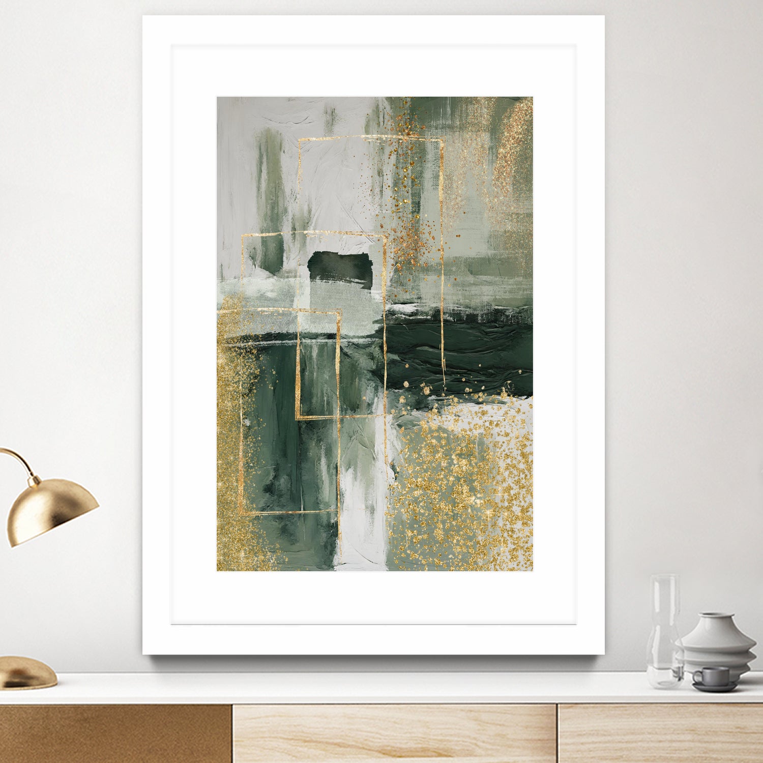 Green and Gold Moment 3 by Sally on GIANT ART - illustration sally ann moss