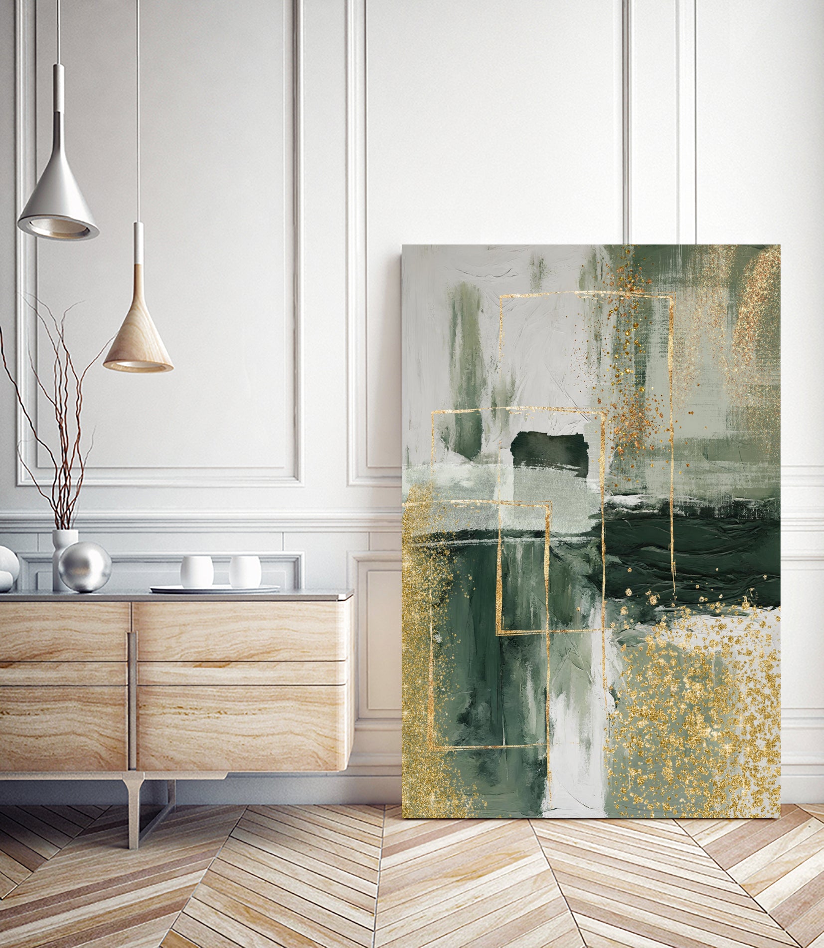 Green and Gold Moment 3 by Sally on GIANT ART - illustration sally ann moss