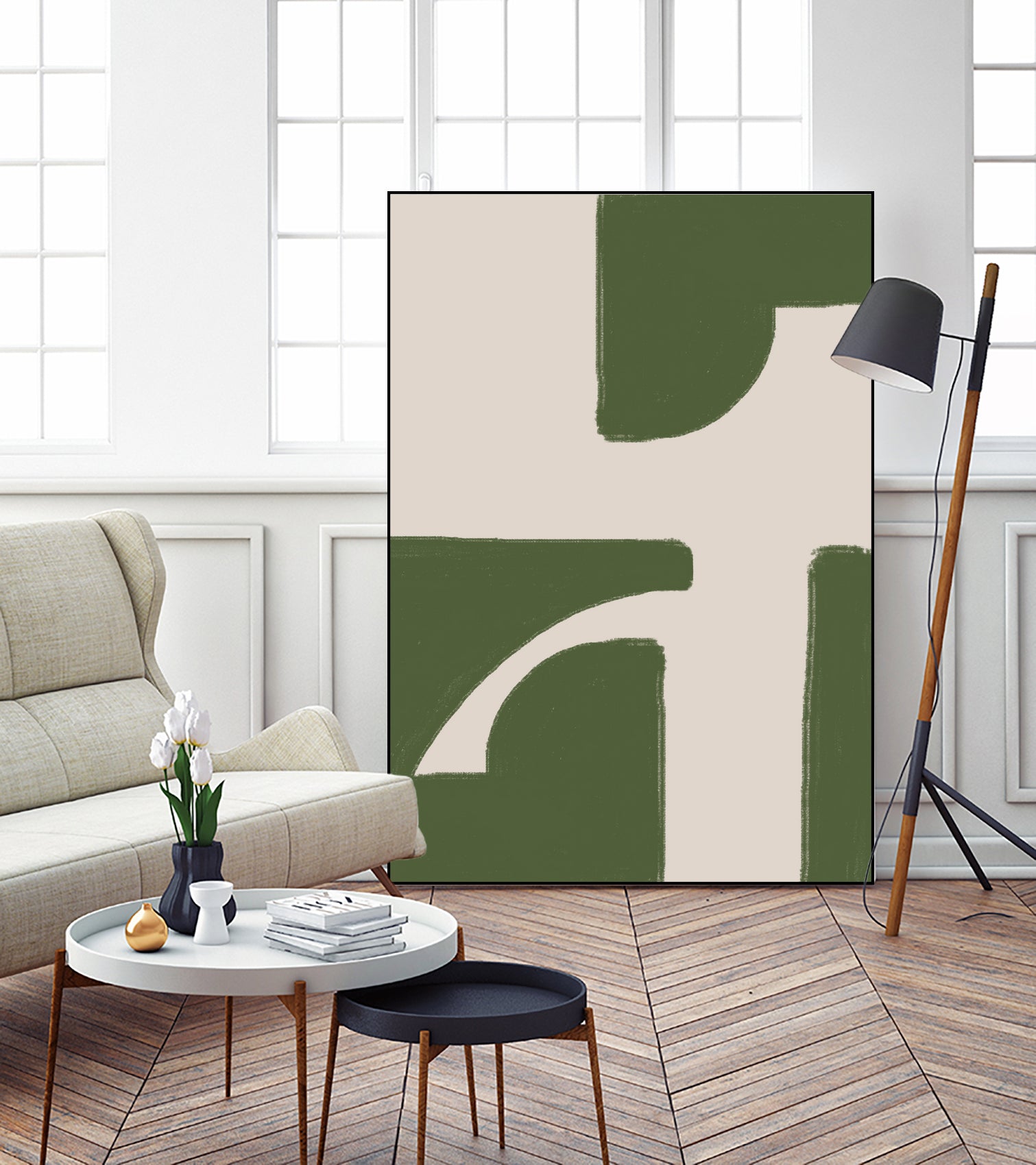 Green Beige Modern by THE on GIANT ART - illustration drawing