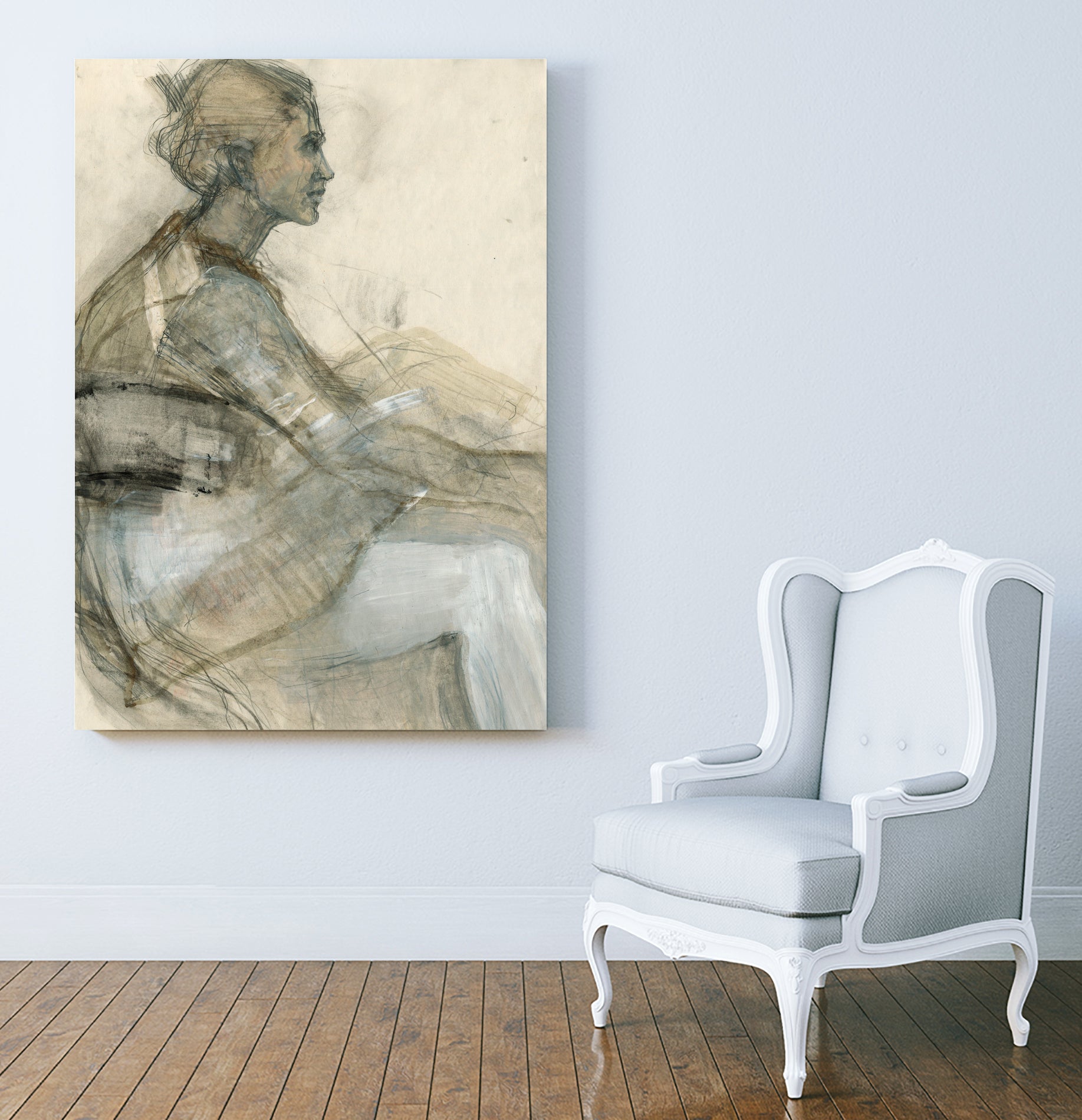 Sketch of a Woman Figure by Ute Rathmann on GIANT ART - portrait drawing figurative portrait drawing