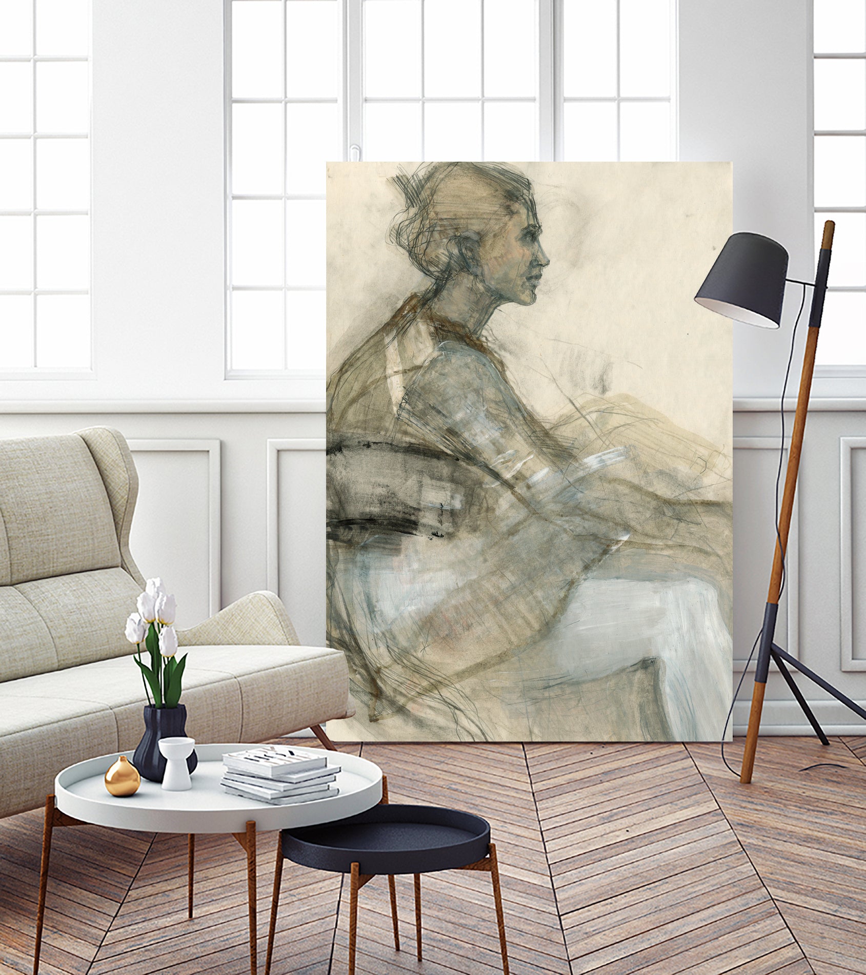 Sketch of a Woman Figure by Ute Rathmann on GIANT ART - portrait drawing figurative portrait drawing