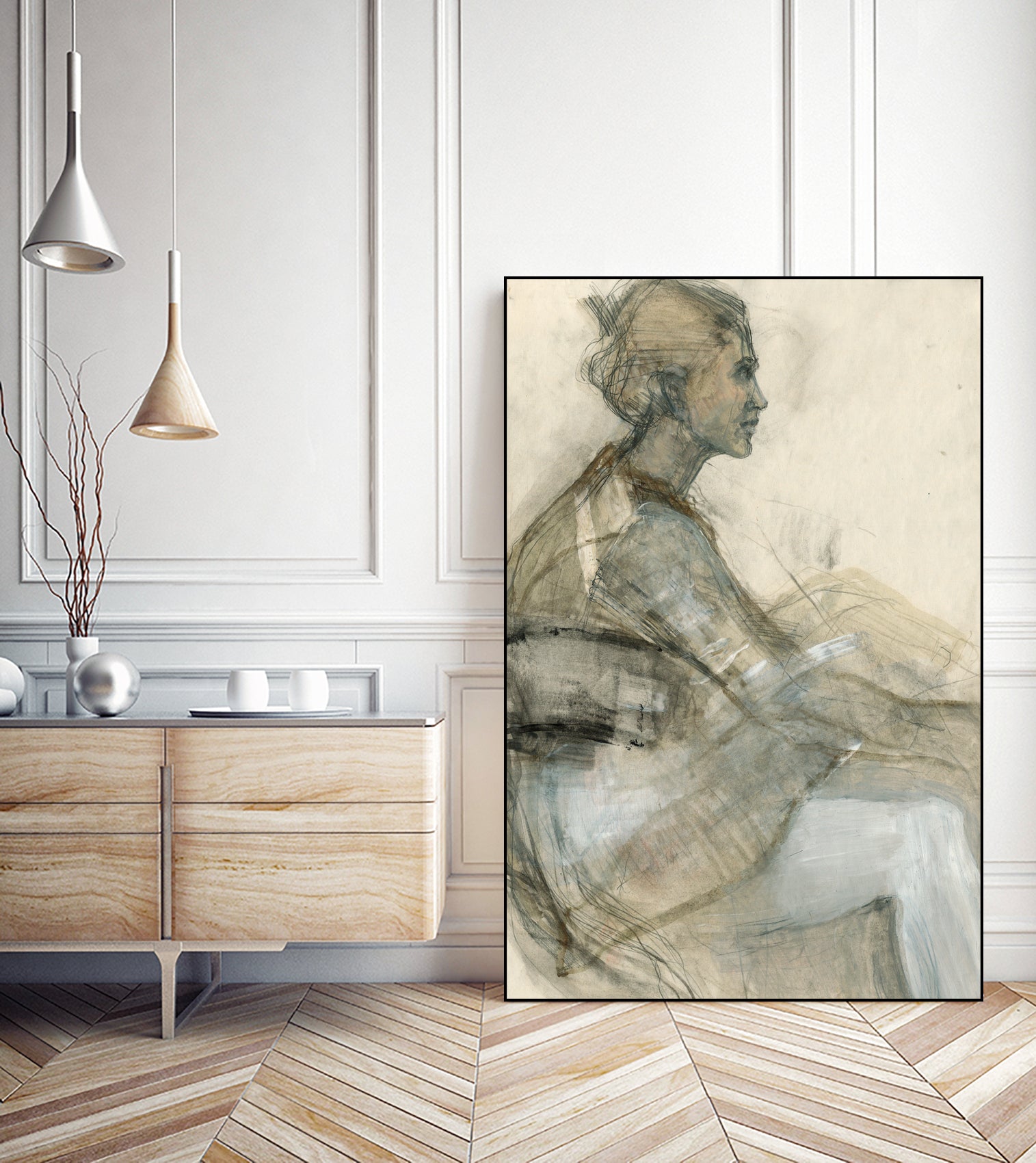 Sketch of a Woman Figure by Ute Rathmann on GIANT ART - portrait drawing figurative portrait drawing