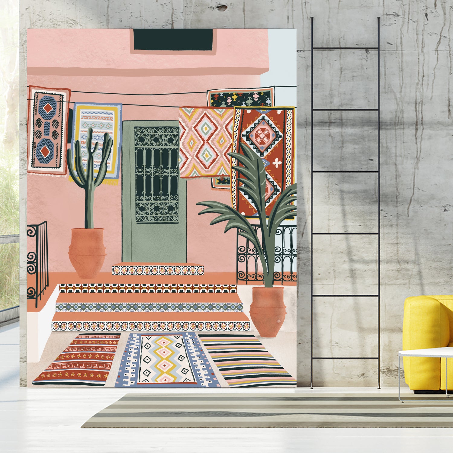 Moroccan Terrace by Ceyda on GIANT ART - illustration houseplant