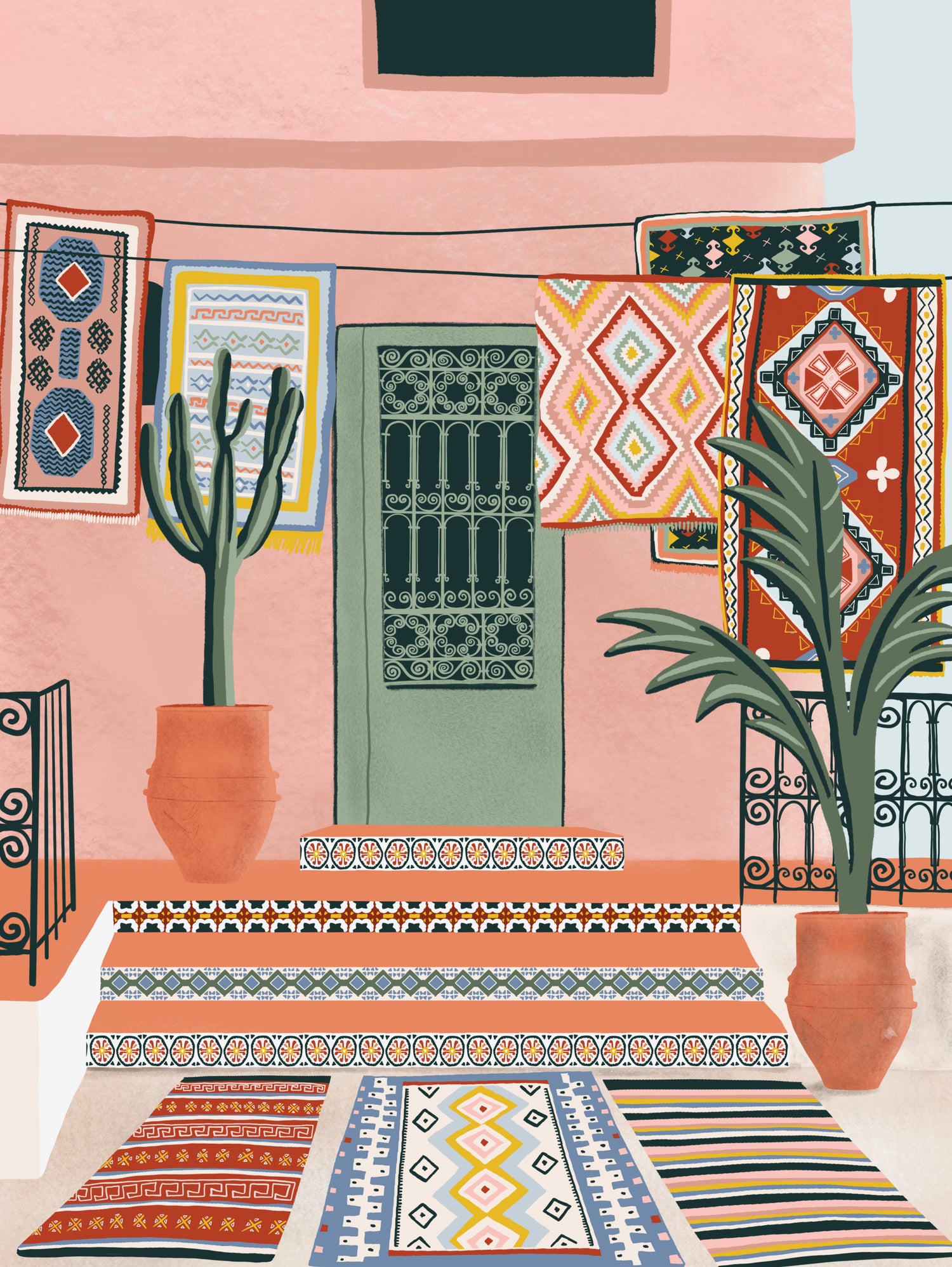 Moroccan Terrace by Ceyda on GIANT ART - illustration houseplant