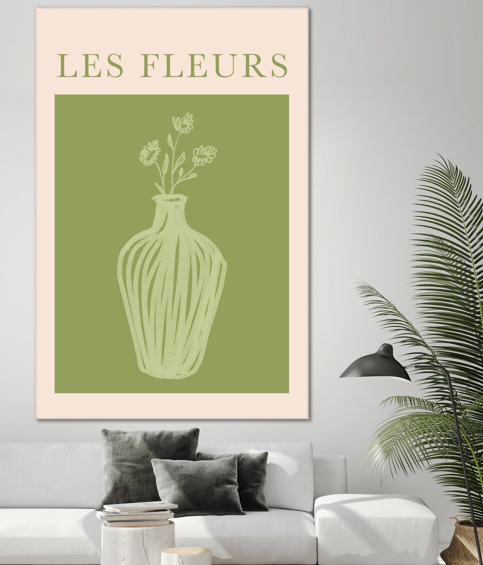 Potted Florals Beige and Green by Grace Digital Art on GIANT ART - flowers and plants text