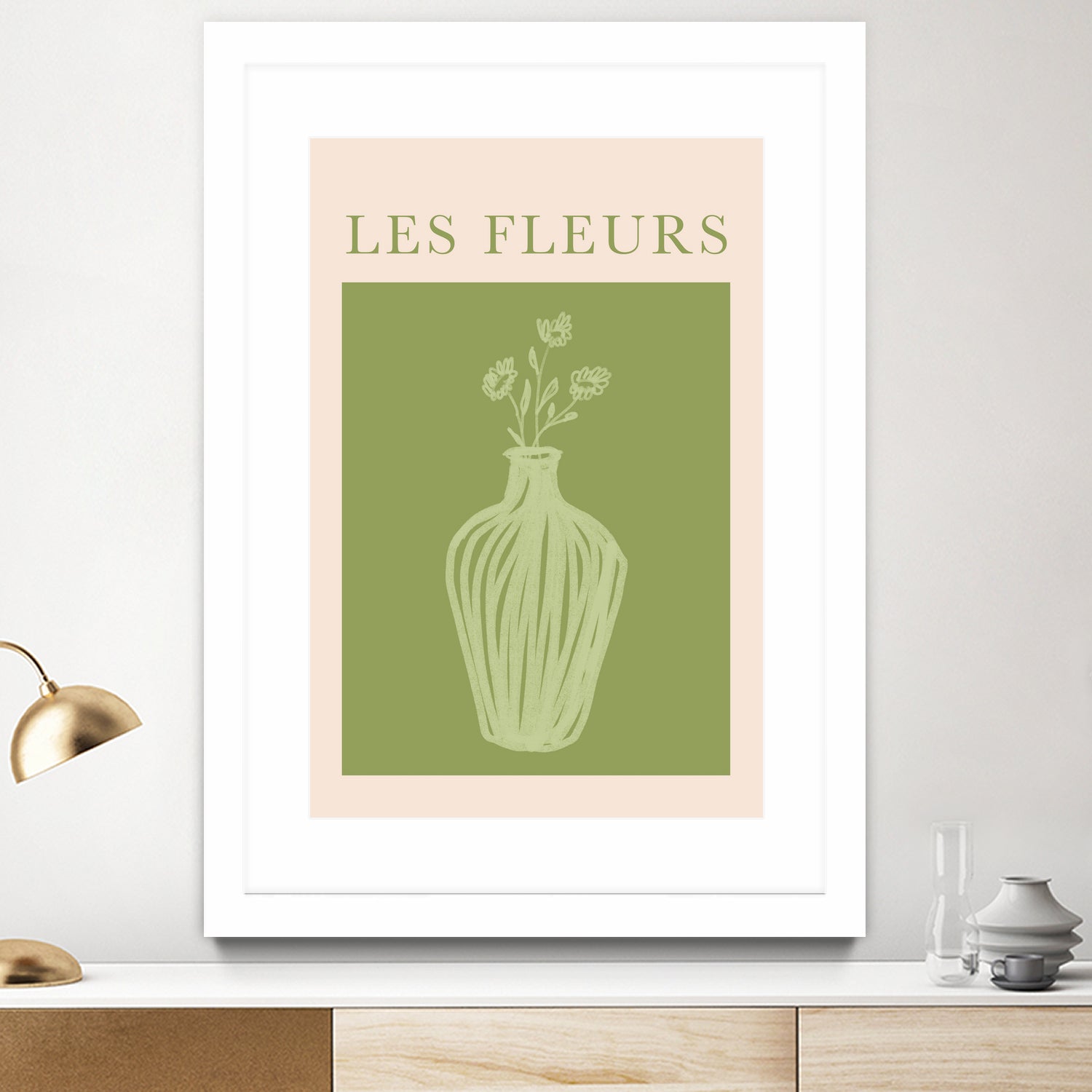 Potted Florals Beige and Green by Grace Digital Art on GIANT ART - flowers and plants text