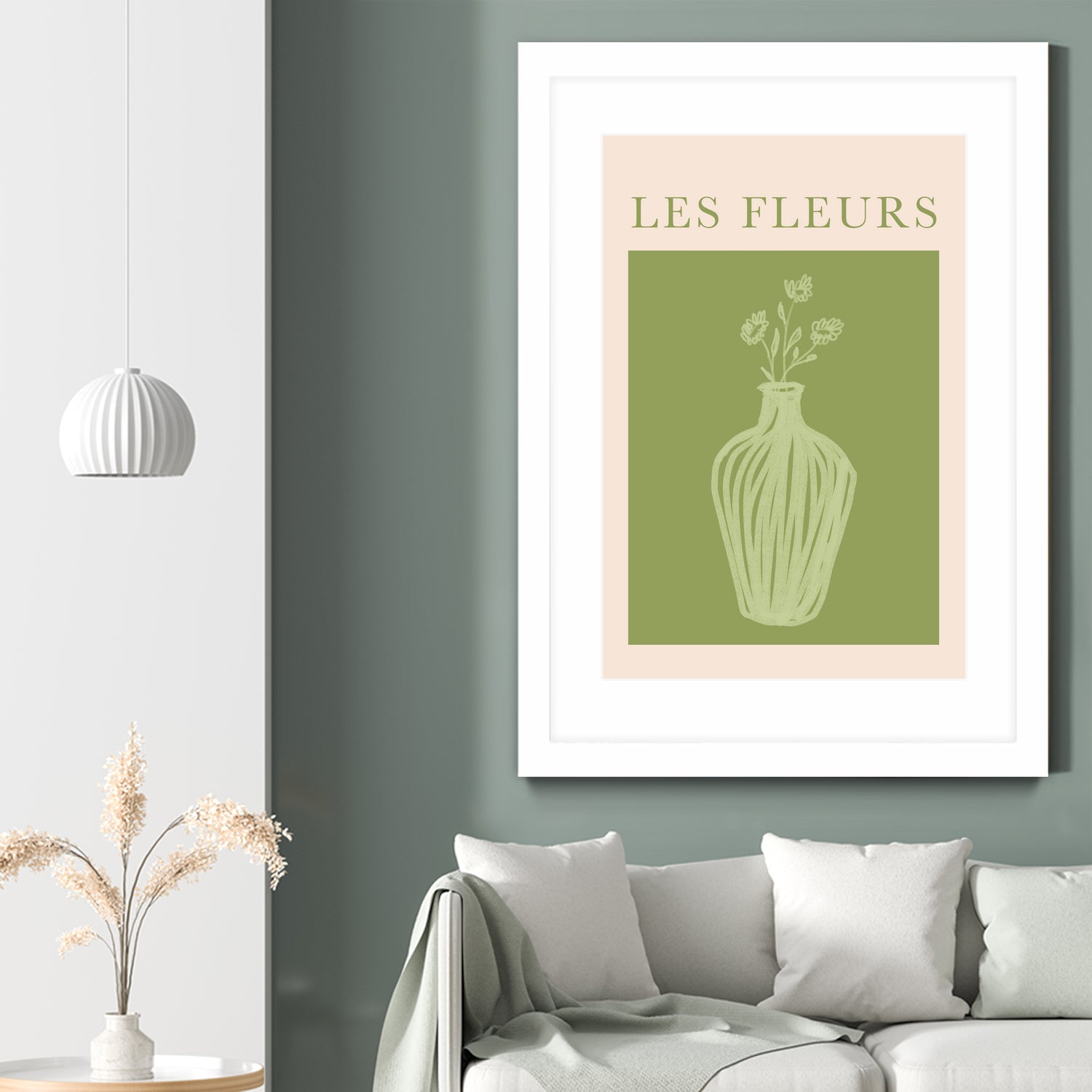 Potted Florals Beige and Green by Grace Digital Art on GIANT ART - flowers and plants text